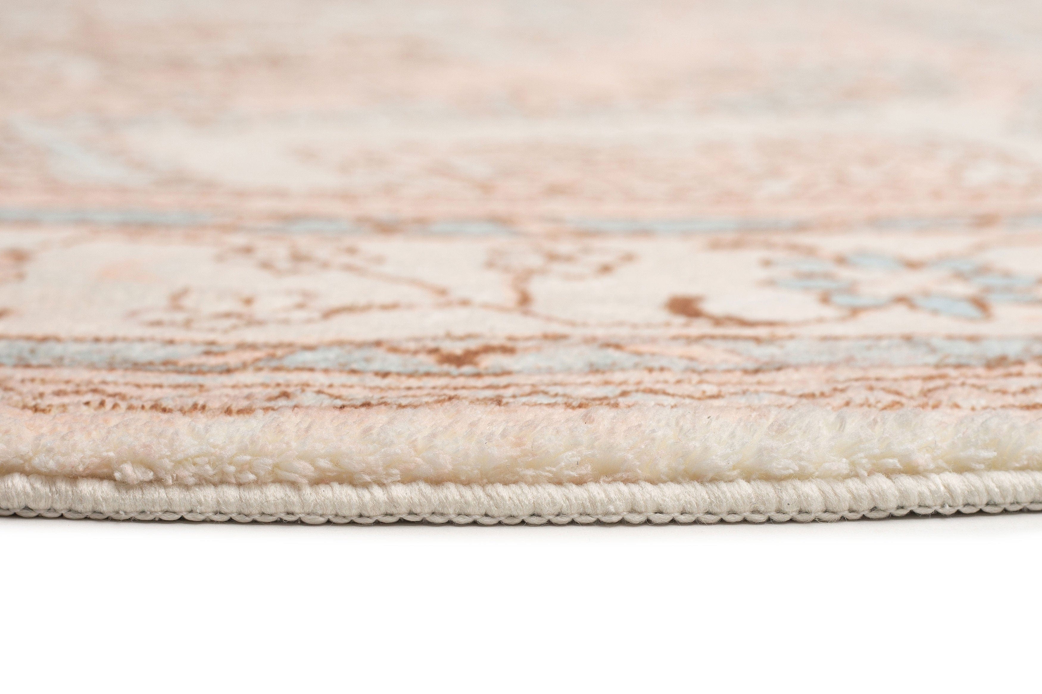 Edwina Peach and Blue Washable Round Rug - Image 8