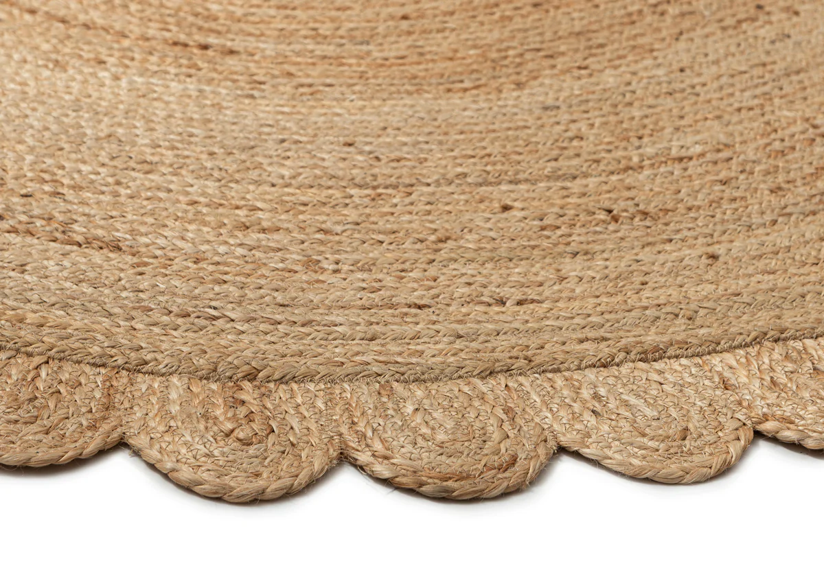 Ejiya Natural Brown Scalloped Jute Oval Rug - Image 6