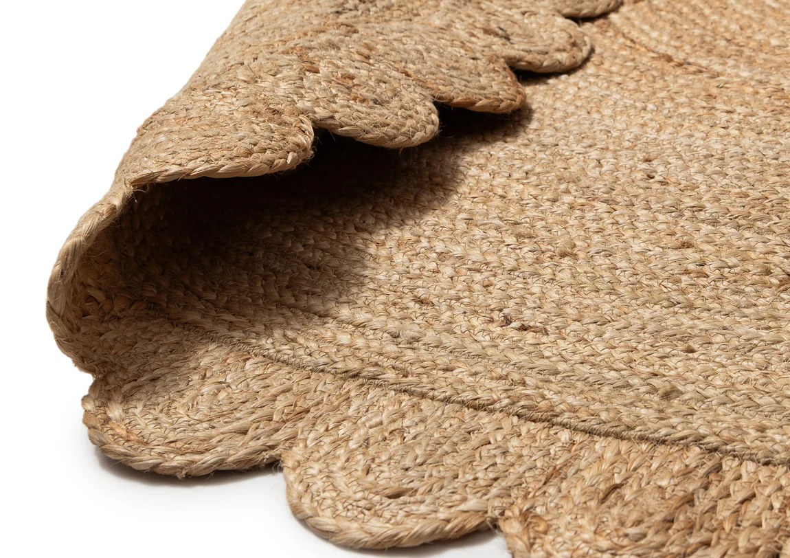 Ejiya Natural Brown Scalloped Jute Oval Rug - Image 7
