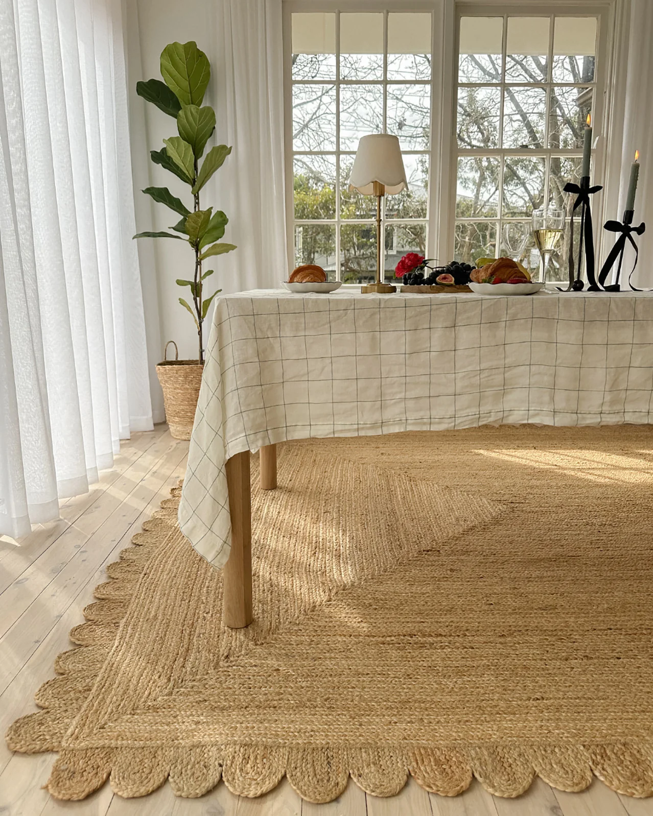 Ejiya Natural Brown Scalloped Jute Rug - Image 12
