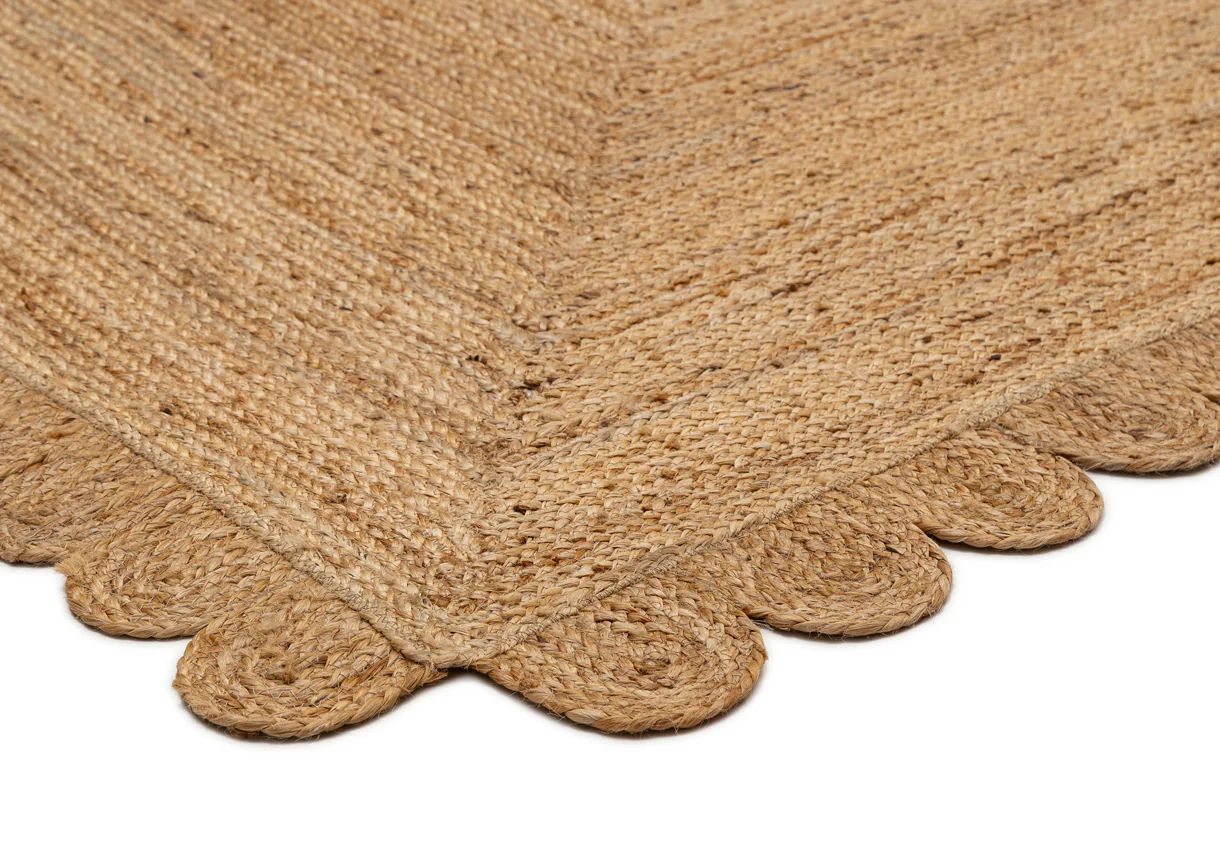 Ejiya Natural Brown Scalloped Jute Rug - Image 16