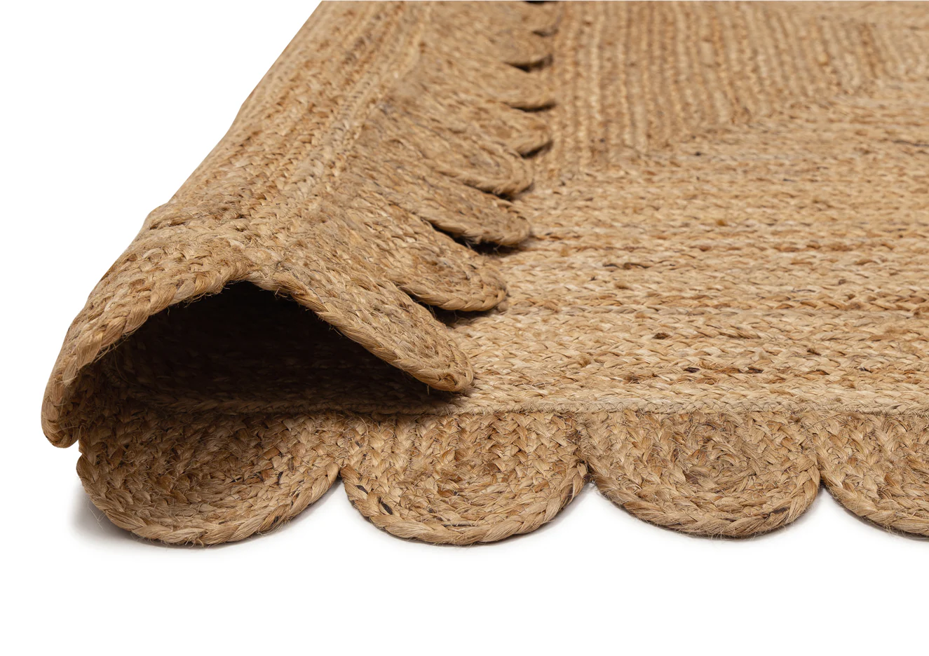 Ejiya Natural Brown Scalloped Jute Rug - Image 18