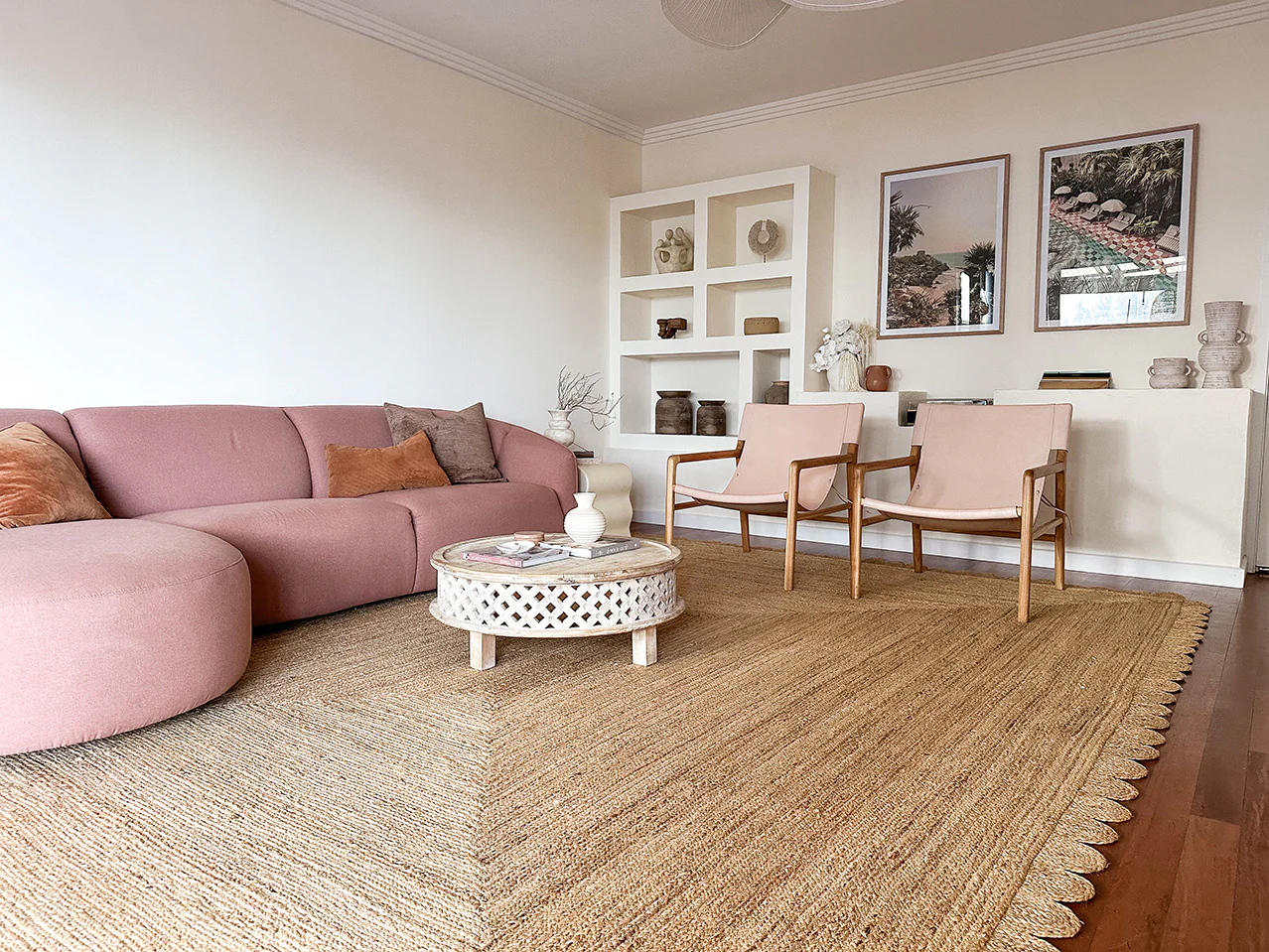 Ejiya Natural Brown Scalloped Jute Rug - Image 3