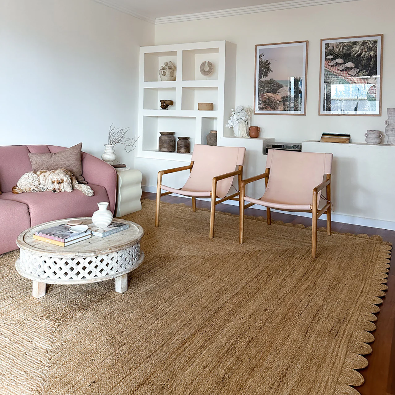 Ejiya Natural Brown Scalloped Jute Rug - Image 4