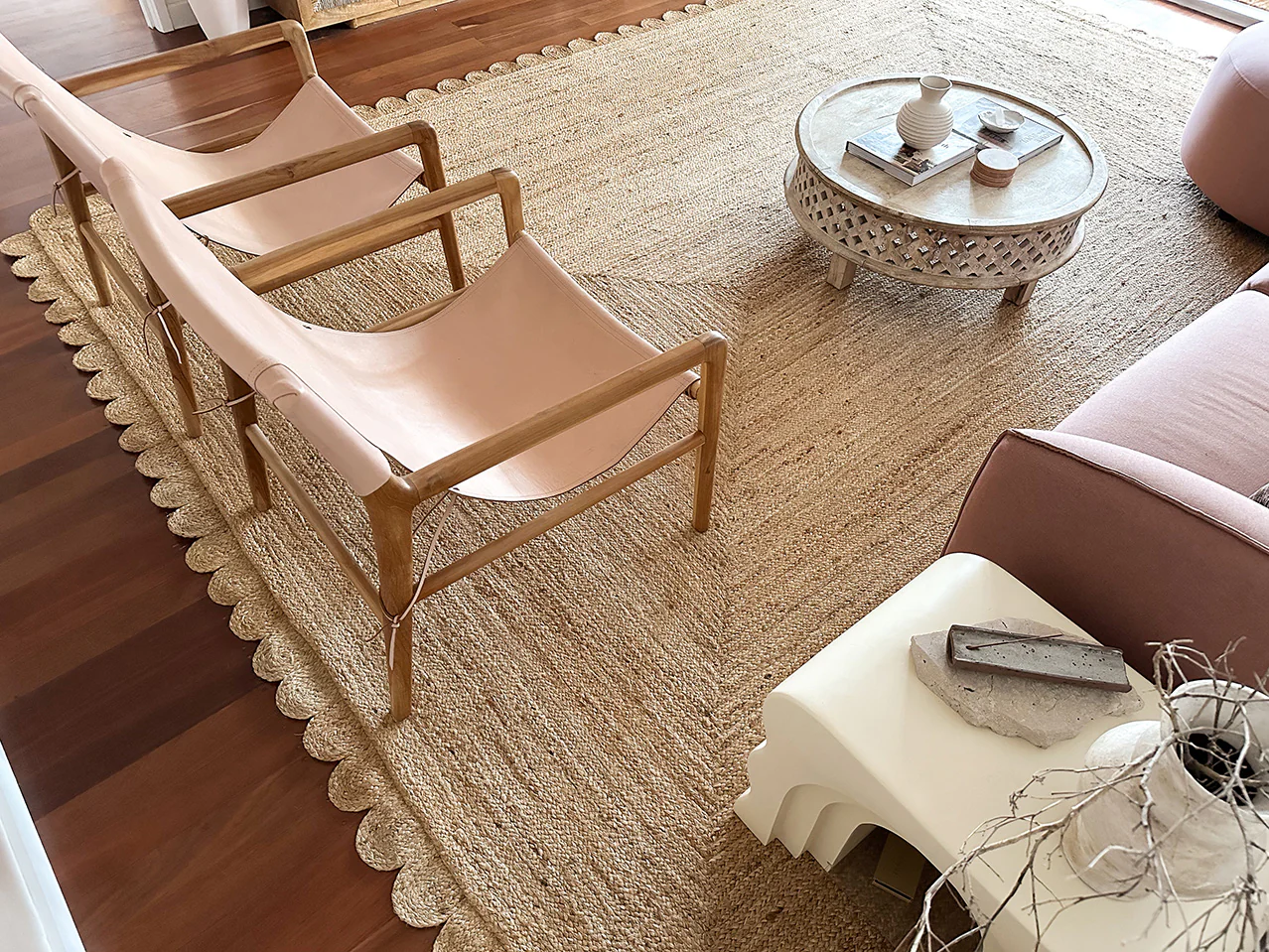 Ejiya Natural Brown Scalloped Jute Rug - Image 7
