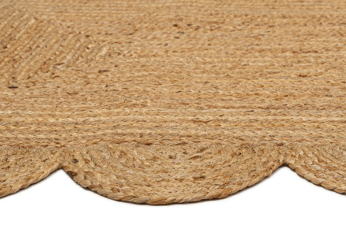 Ejiya Natural Brown Scalloped Jute Runner Rug - Image 7
