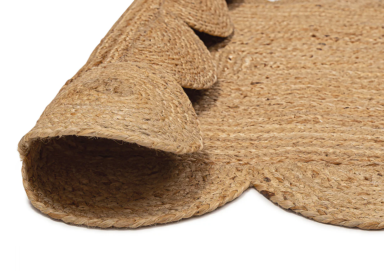 Ejiya Natural Brown Scalloped Jute Runner Rug - Image 8