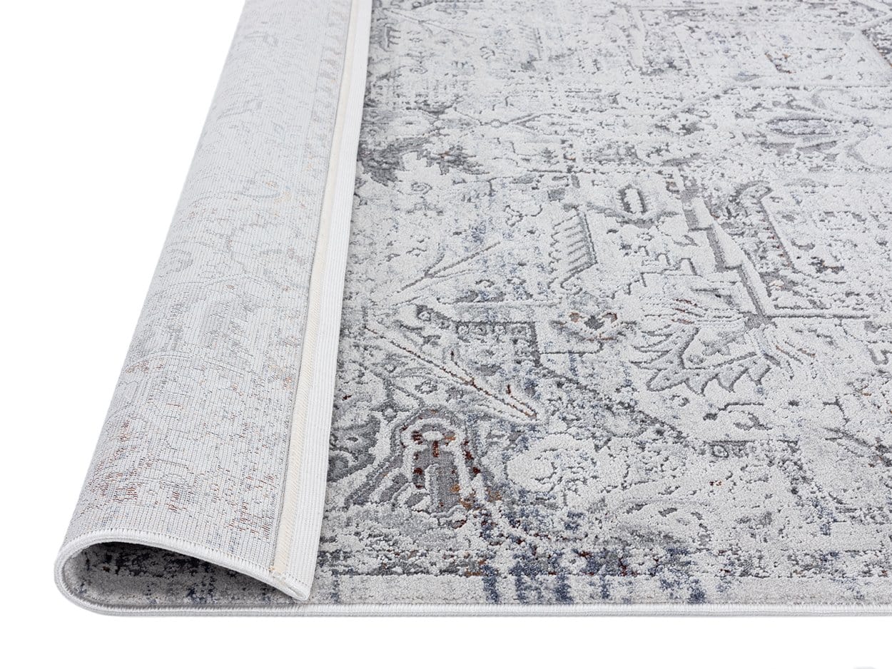 Elania Grey and Blue Traditional Distressed Medallion Runner Rug - Image 4