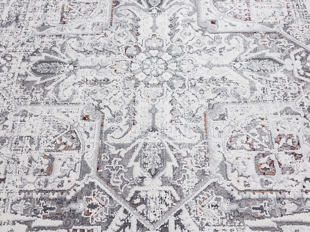 Elania Grey and Blue Traditional Distressed Medallion Runner Rug - Image 5