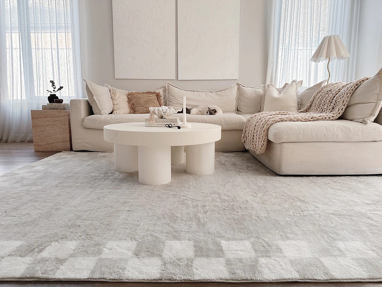 Eliora Grey Checkered Border Washable Rug - Image 10