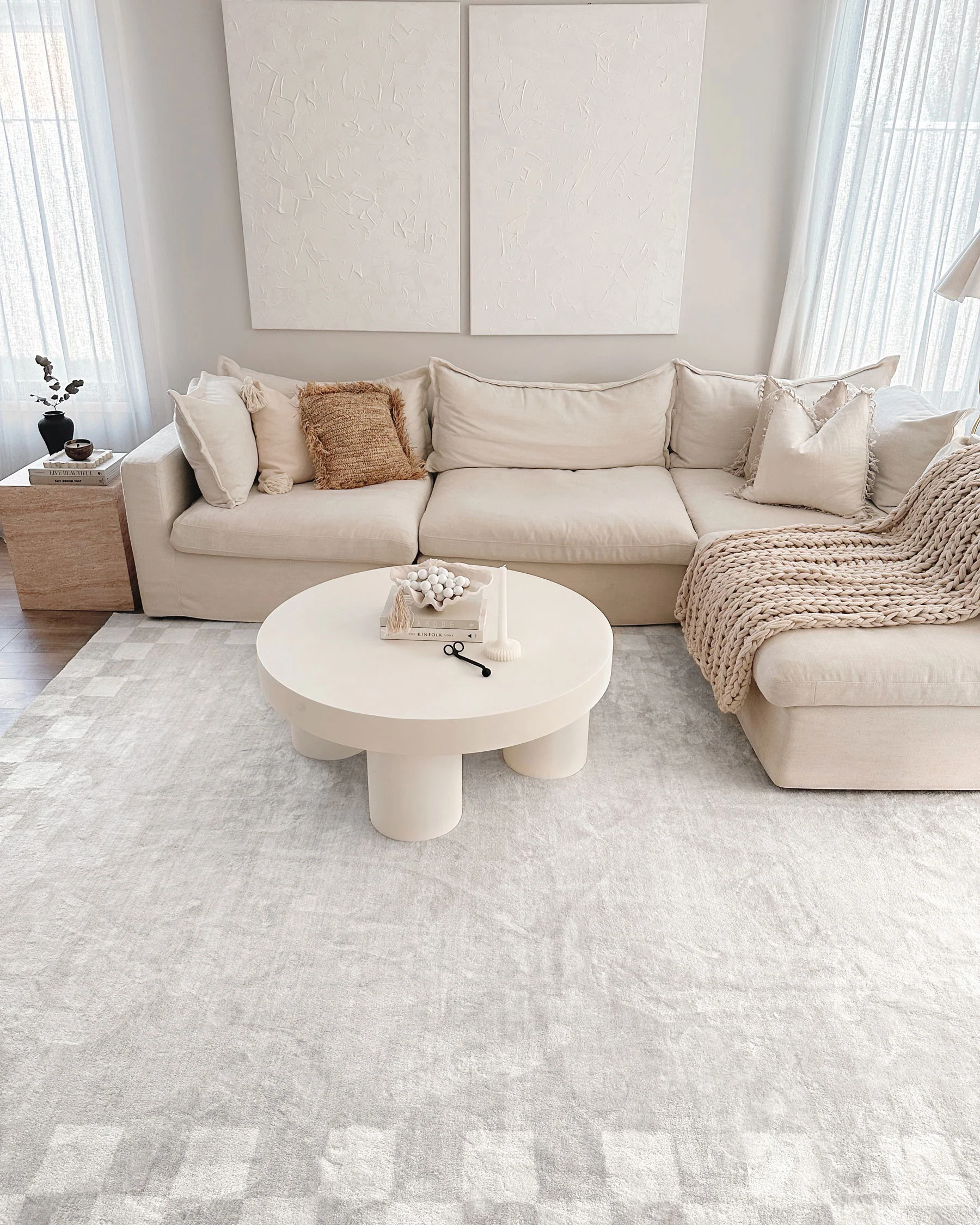 Eliora Grey Checkered Border Washable Rug - Image 7