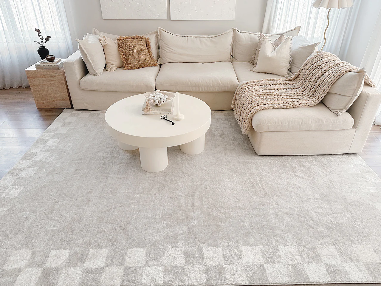 Eliora Grey Checkered Border Washable Rug - Image 8