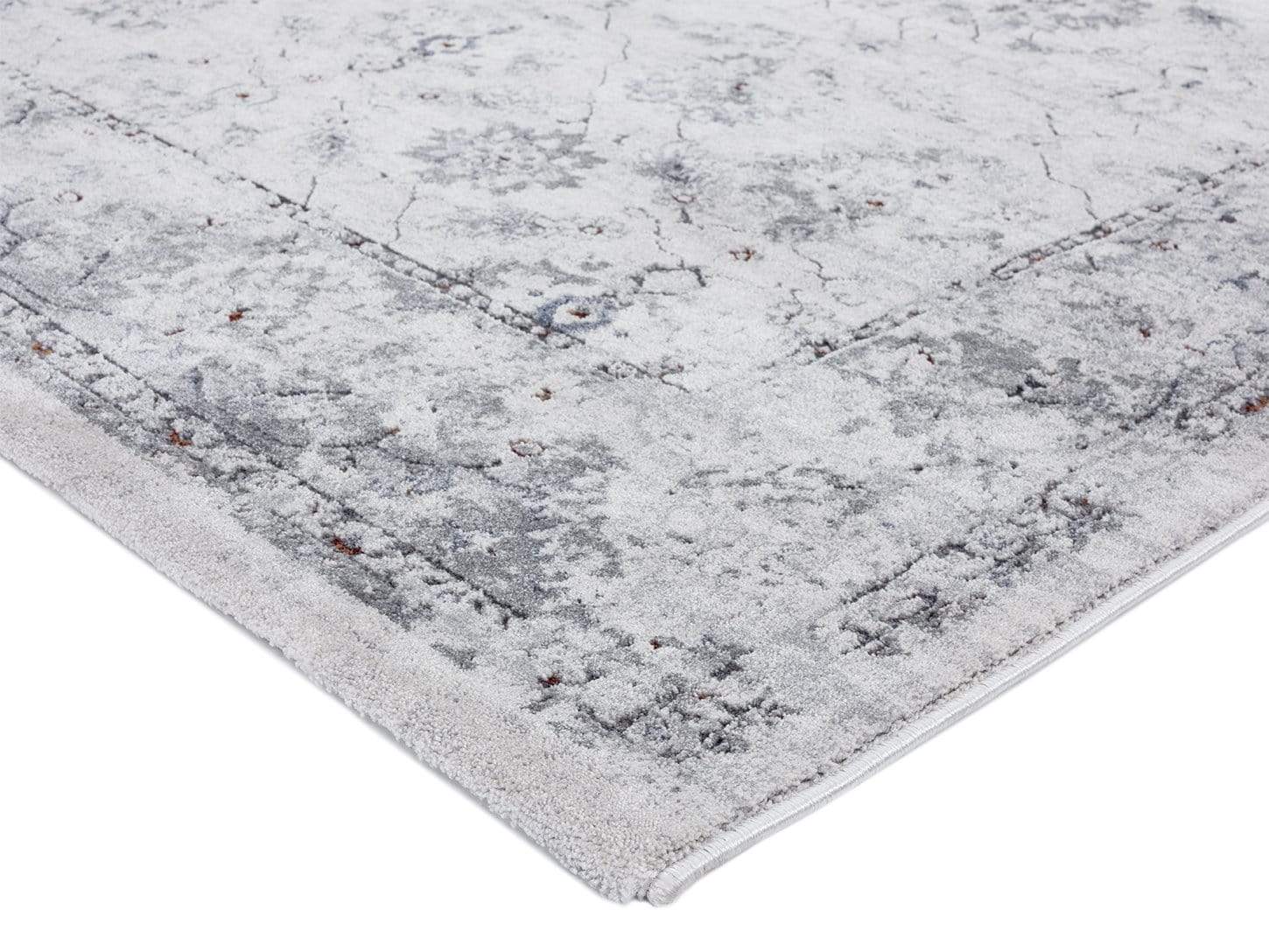 Elisha Grey and Blue Traditional Distressed Medallion Rug - Image 13