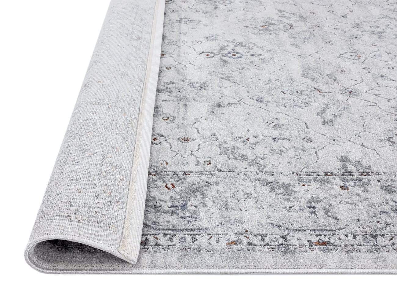 Elisha Grey and Blue Traditional Distressed Medallion Rug - Image 15