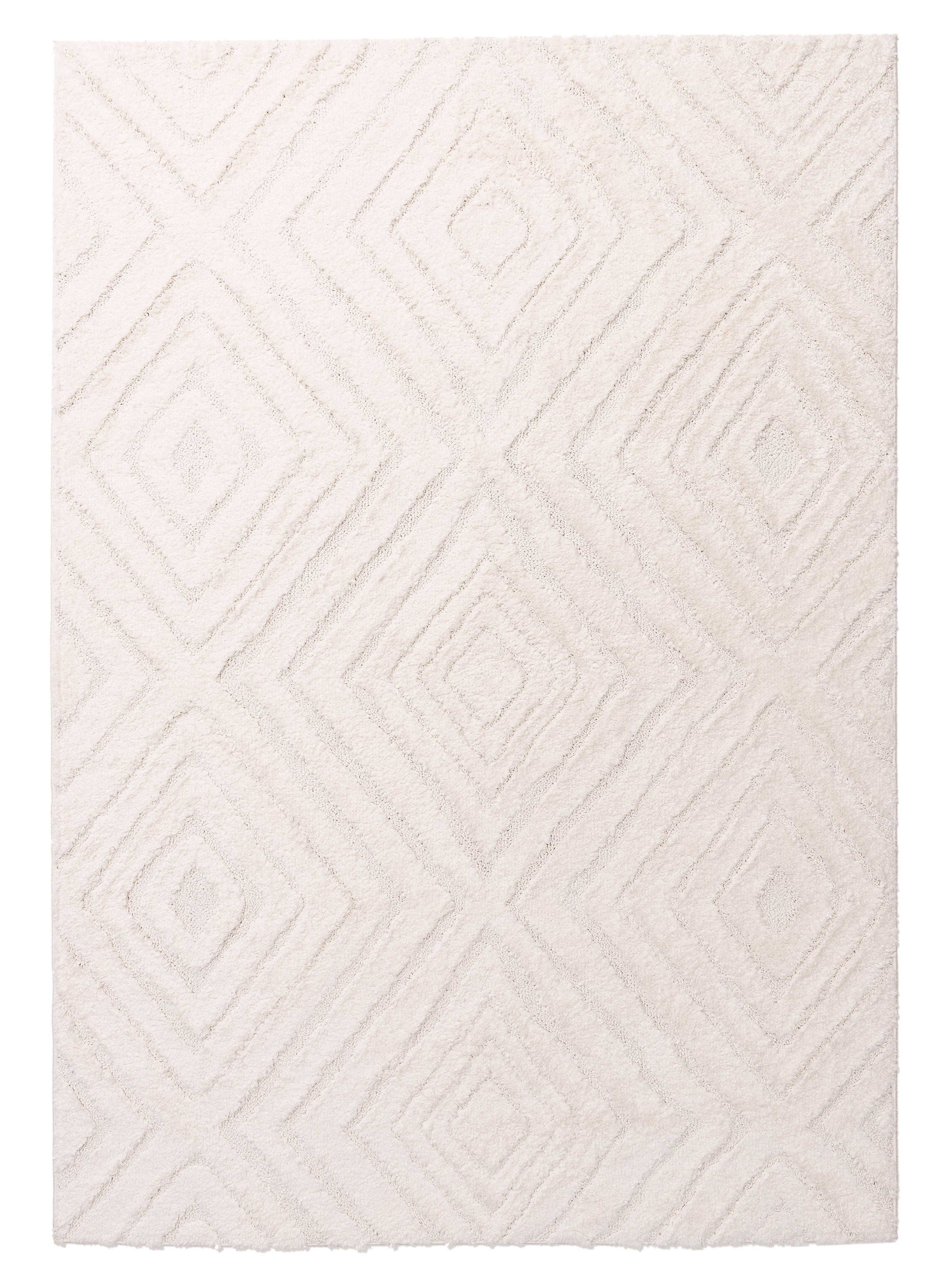Elle Ivory Cream Diamond Tribal Textured Rug