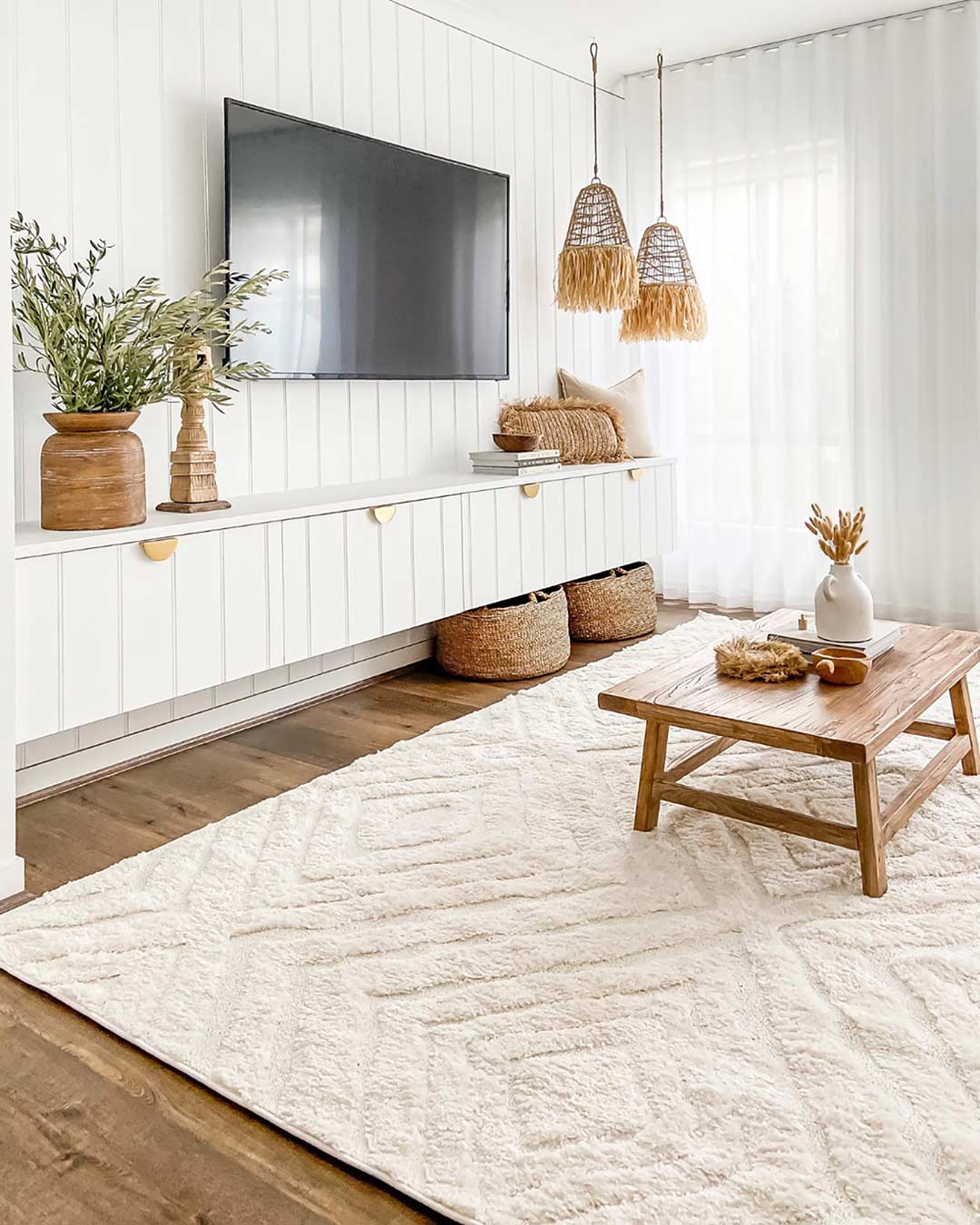 Elle Ivory Cream Diamond Tribal Textured Rug - Image 11