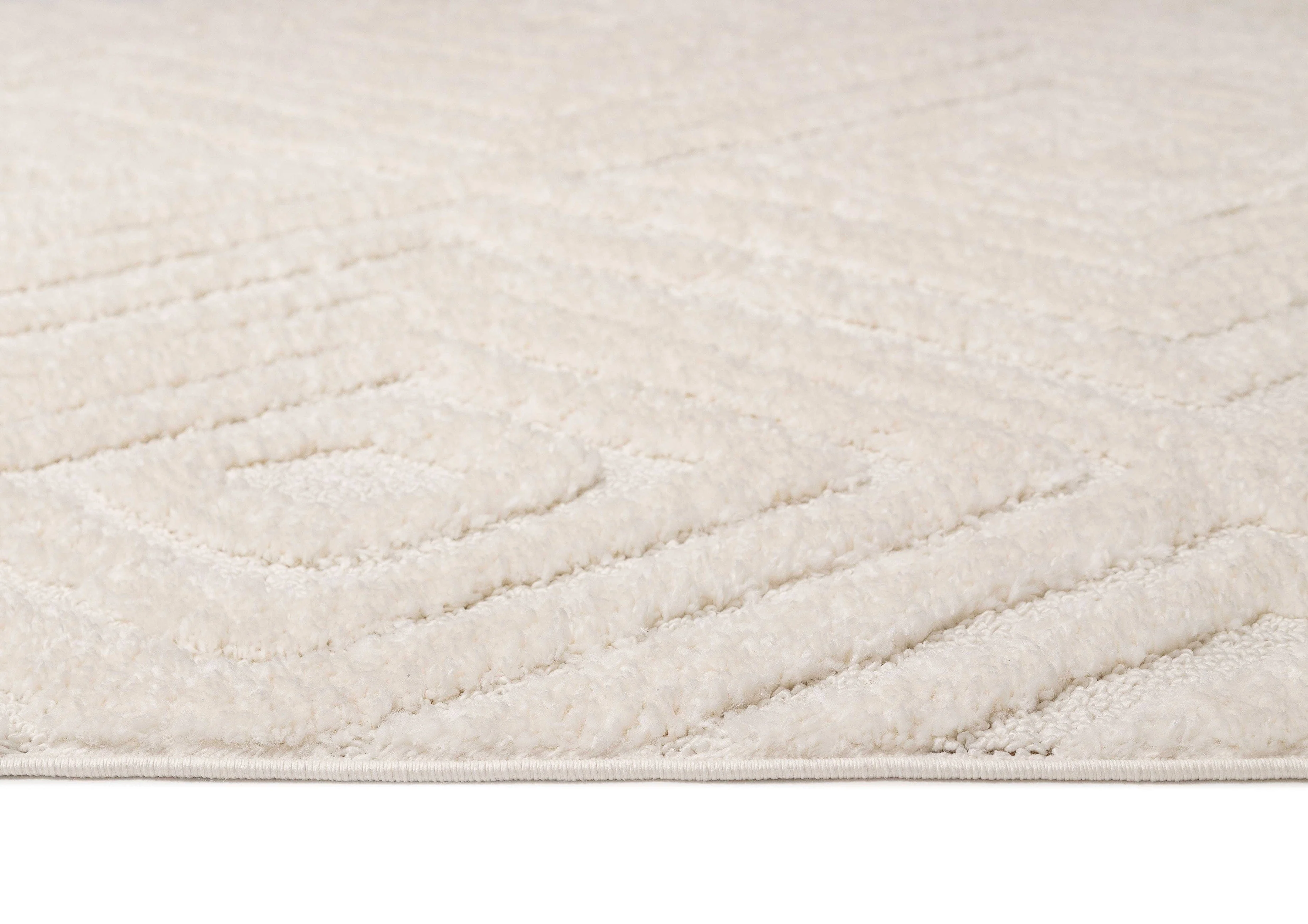 Elle Ivory Cream Diamond Tribal Textured Rug - Image 16