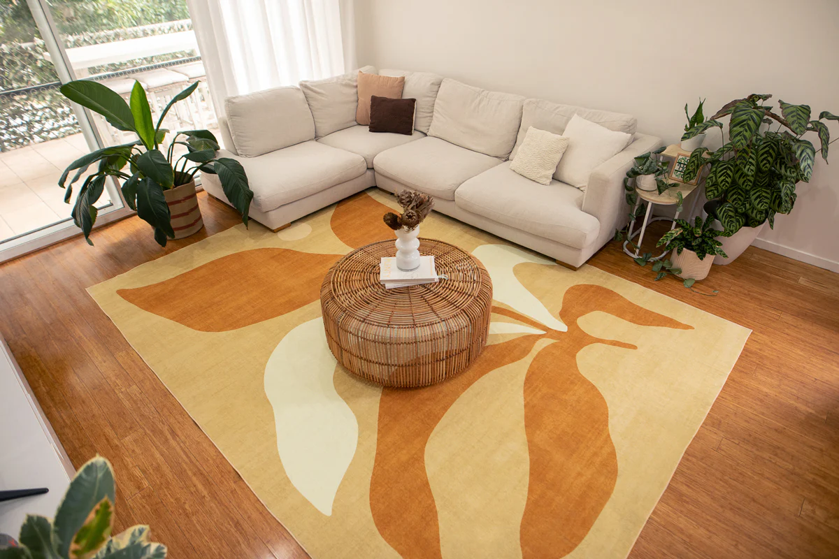 Ellie Mustard Botanical Washable Rug - Image 3