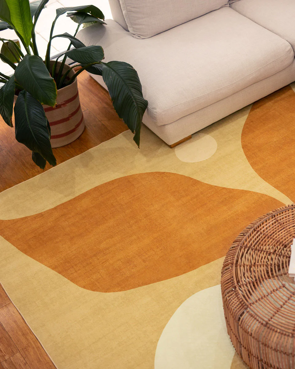 Ellie Mustard Botanical Washable Rug - Image 4