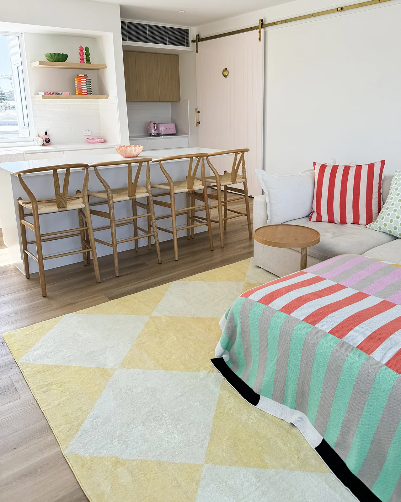 Ellis Yellow Cream Checkered Washable Rug - Image 5