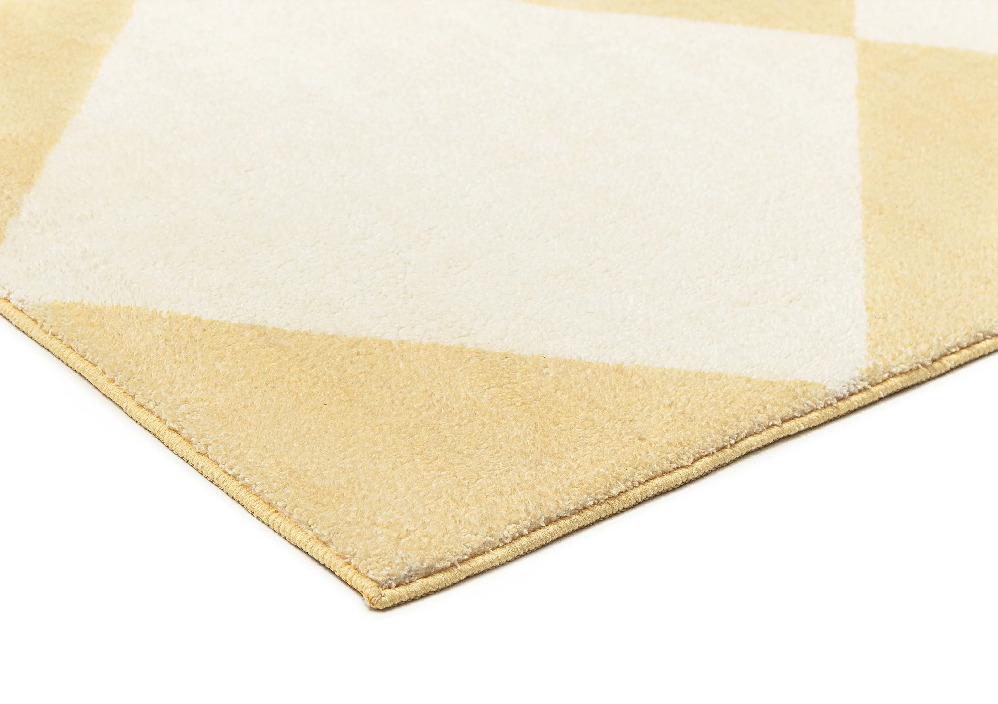 Ellis Yellow Cream Checkered Washable Rug - Image 6
