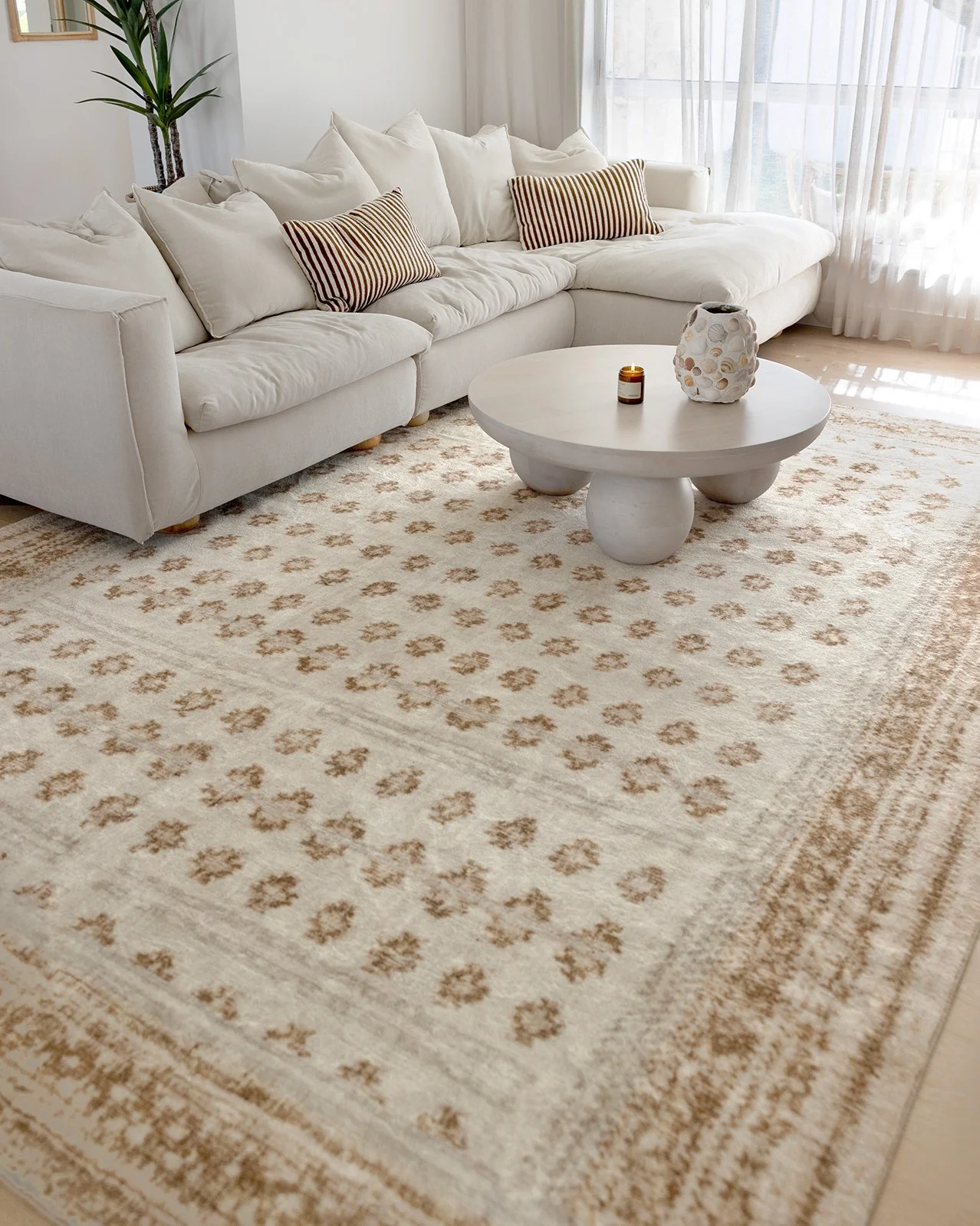 Ellora Brown Beige Tribal Boho Pattern Washable Rug - Image 8