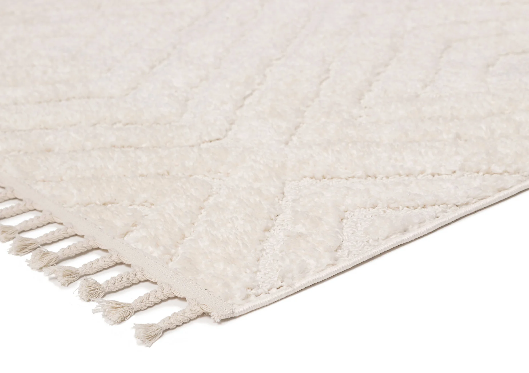 Elmira Ivory Cream Diamond Tribal Rug - Image 4
