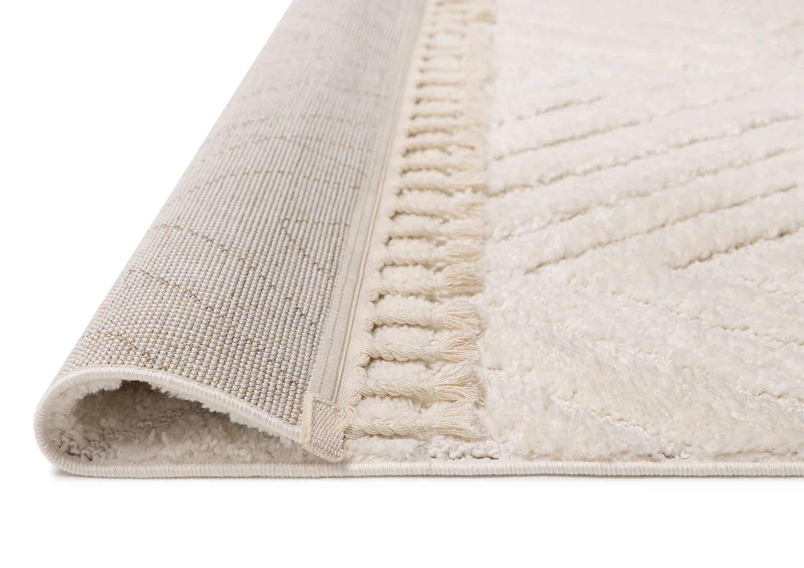 Elmira Ivory Cream Diamond Tribal Rug - Image 6
