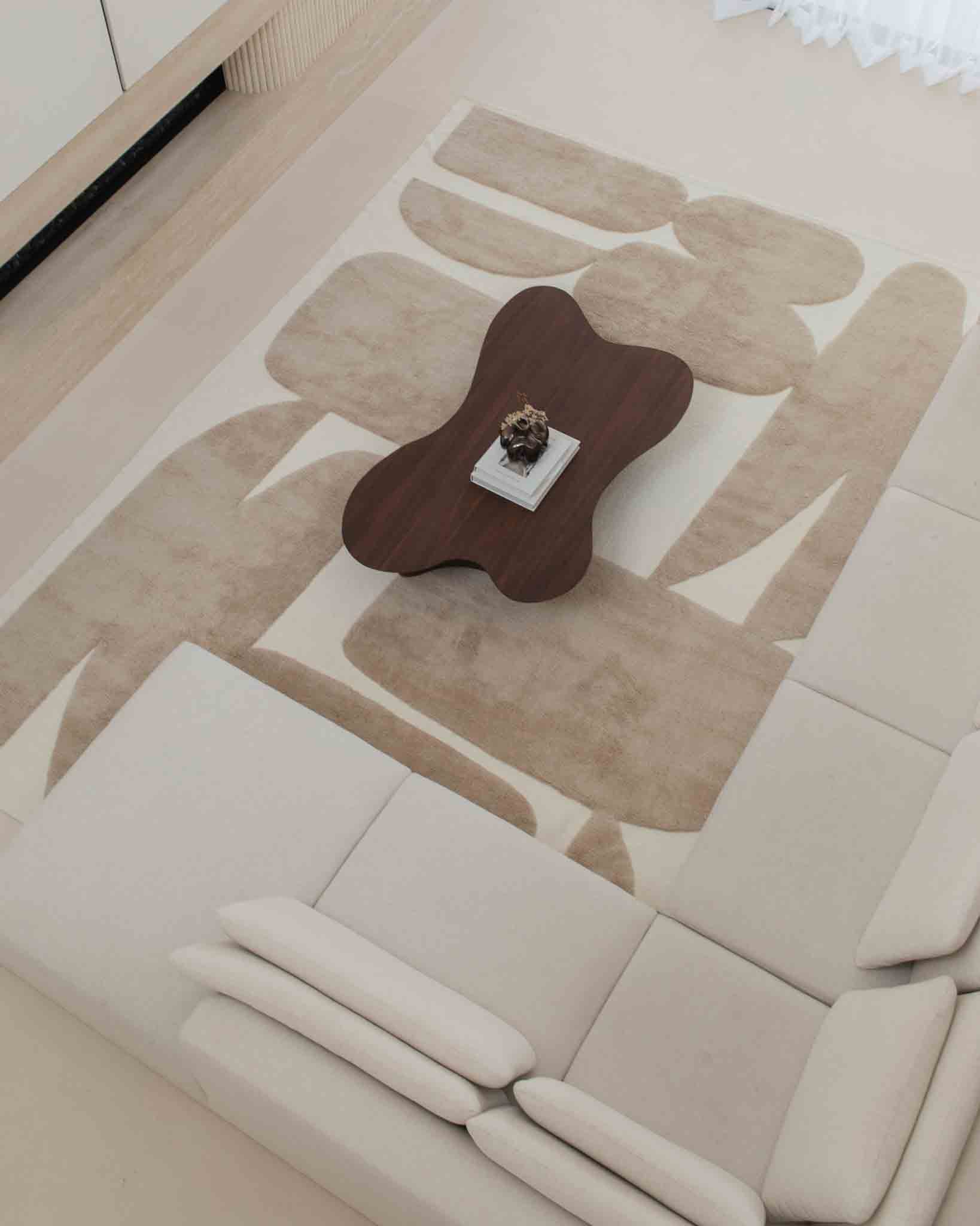 Eluru Taupe Abstract Washable Wool Rug - Image 2