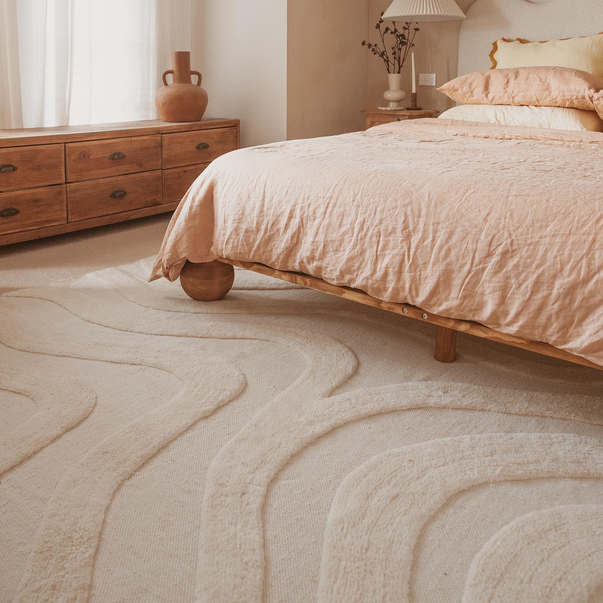 Eniko Abstract Cream Washable Wool Rug - Image 12