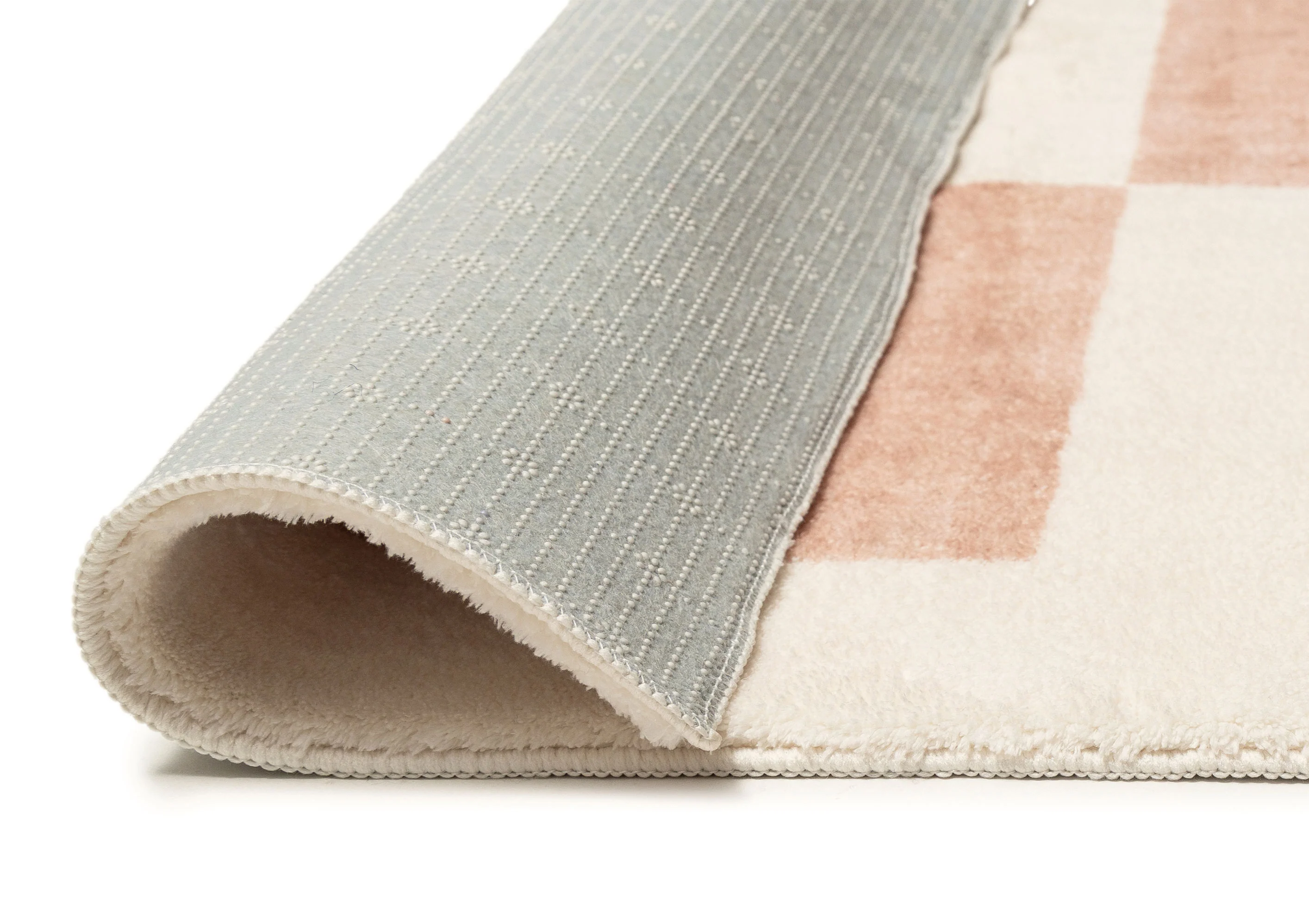 Erika Beige and Cream Checkered Washable Rug - Image 10
