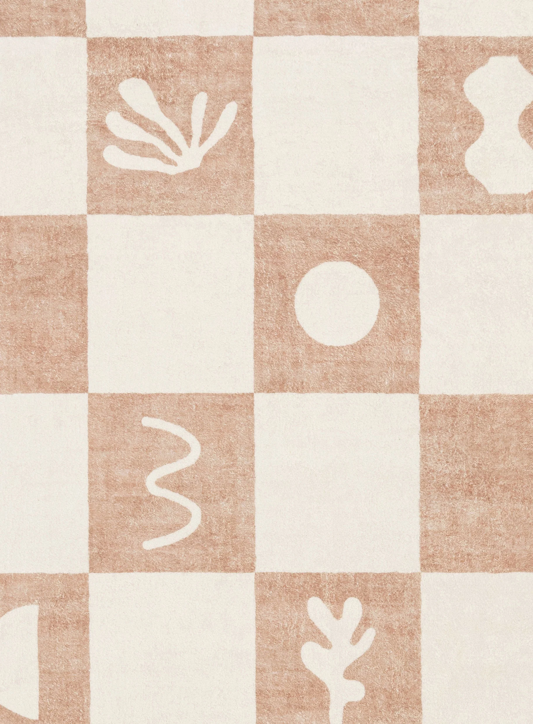 Erika Beige and Cream Checkered Washable Rug - Image 11