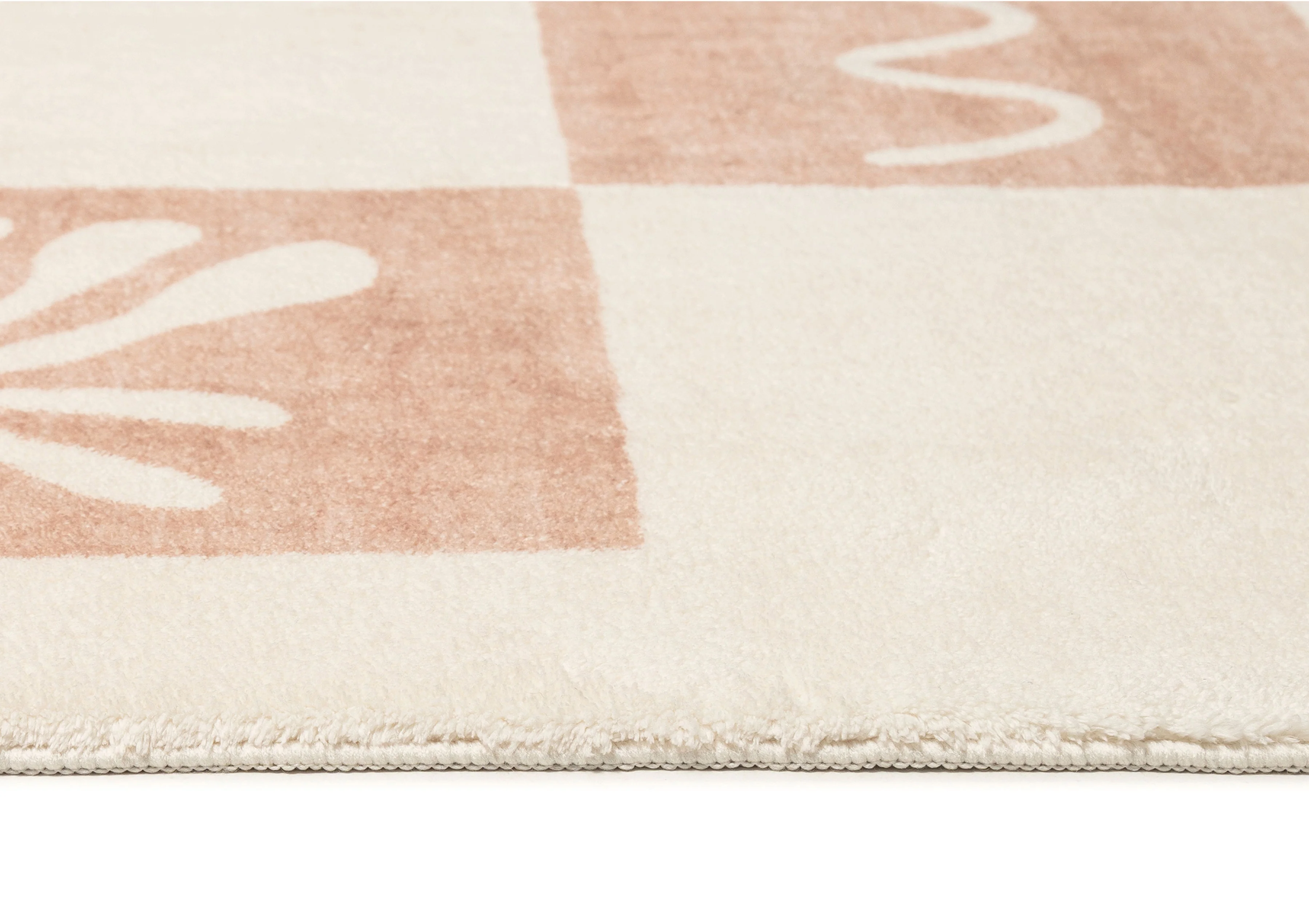 Erika Beige and Cream Checkered Washable Rug - Image 9