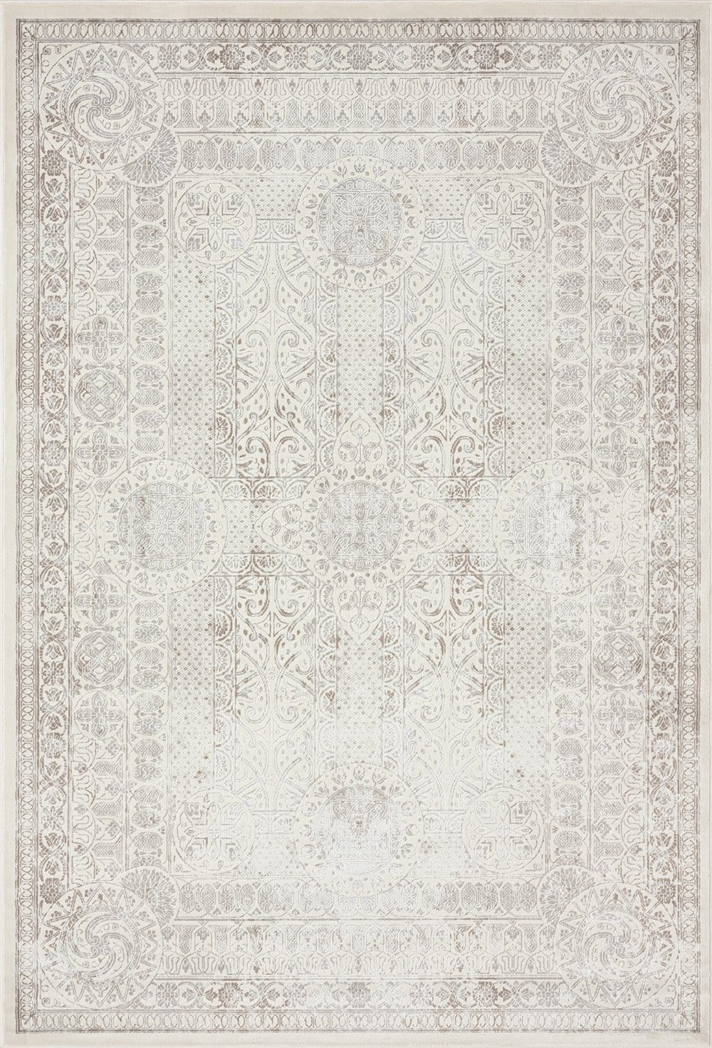 Esmeray Ivory And Grey Traditional Distressed Rug