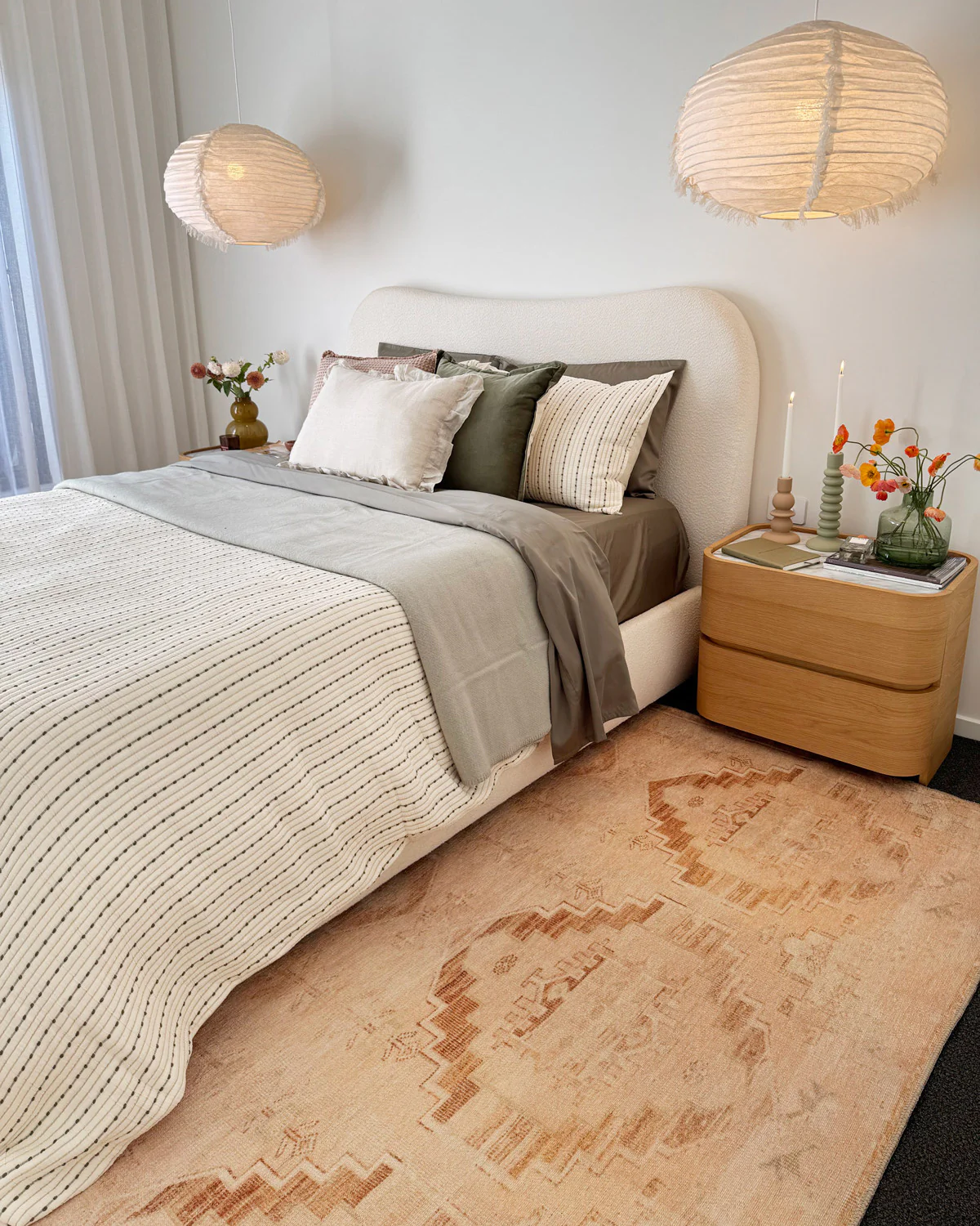 Esther Cream and Peach Tribal Washable Rug - Image 2