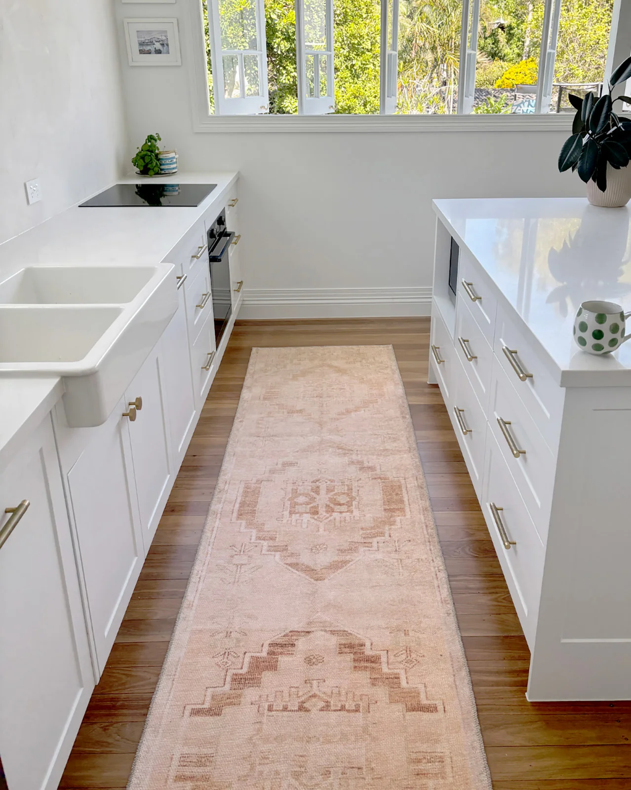 Esther Cream and Peach Tribal Washable Runner Rug - Image 2