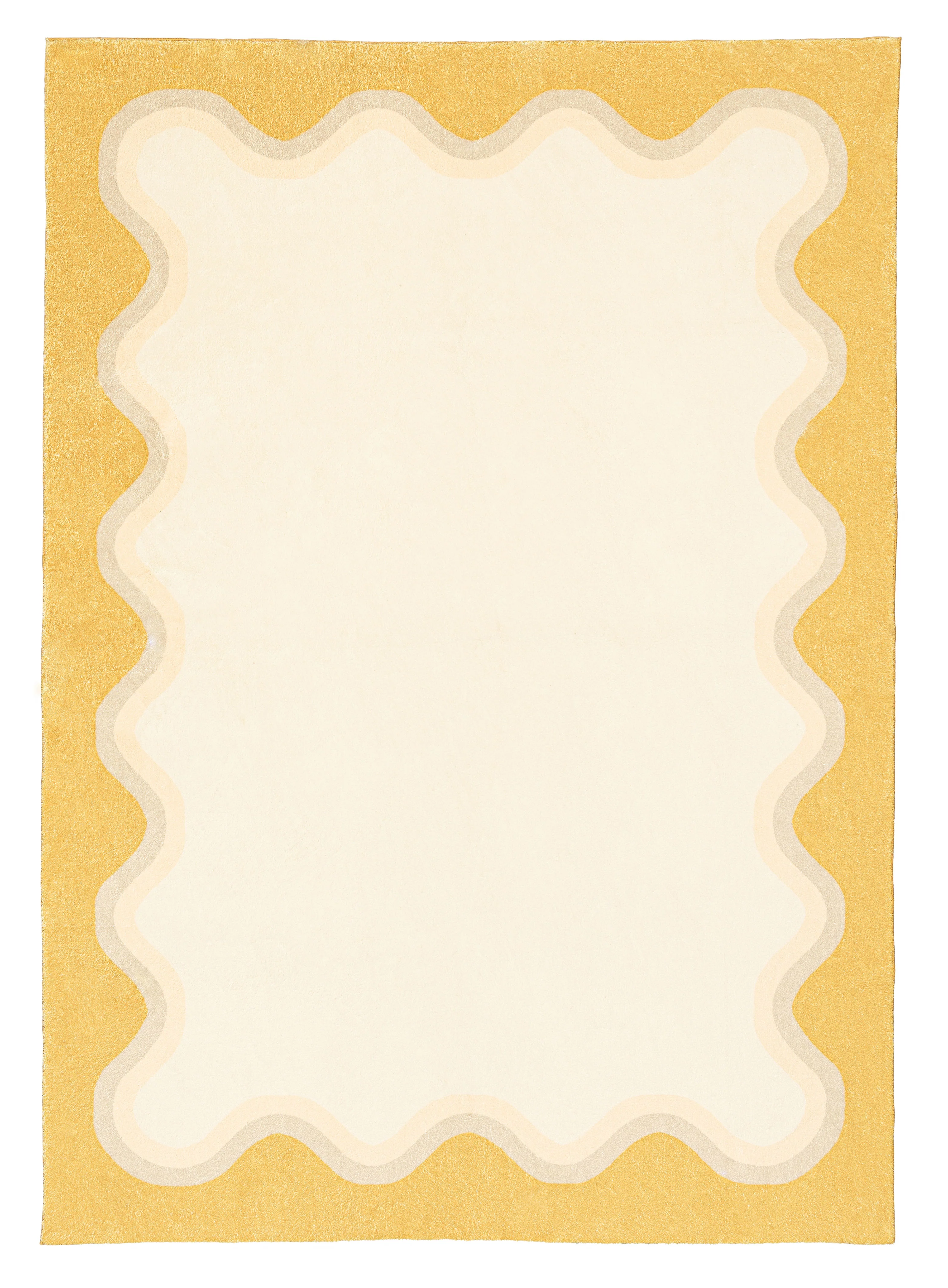 Esti Cream and Yellow Wiggle Bordered Washable Rug
