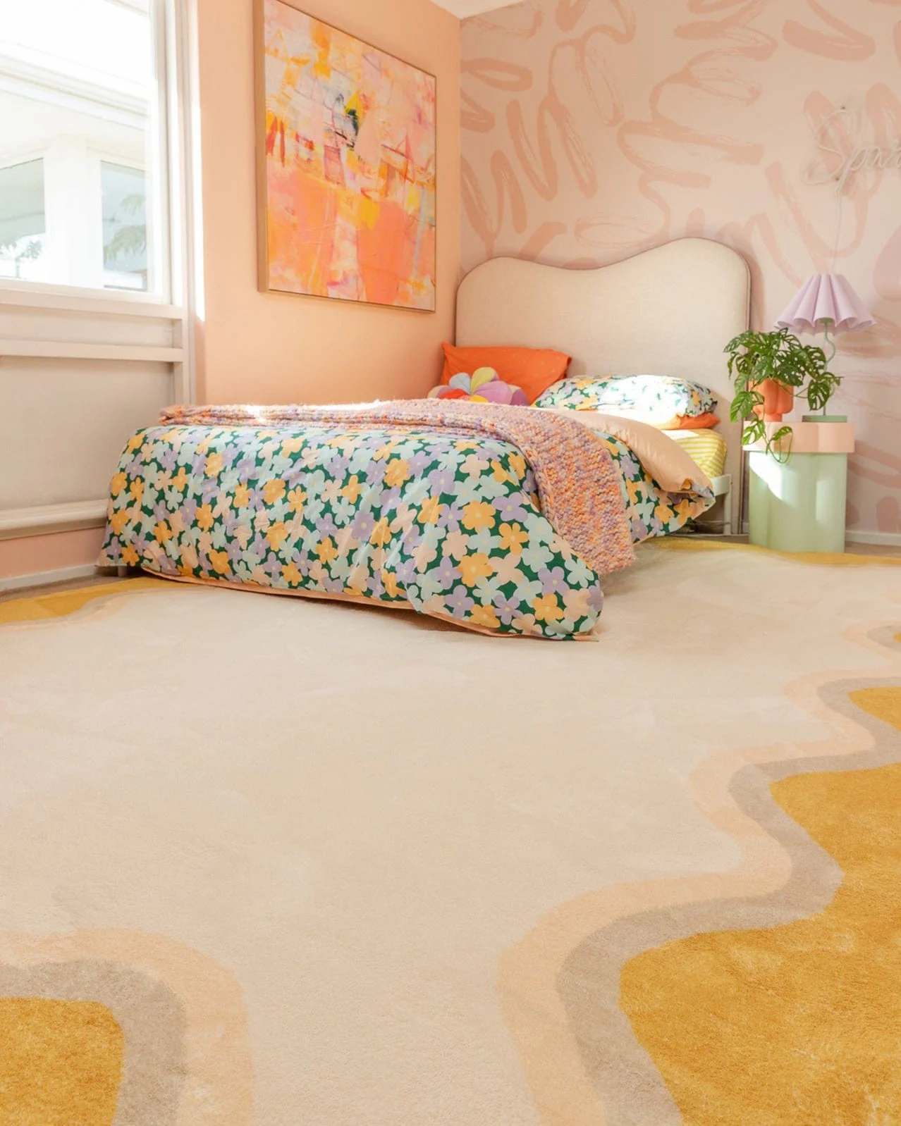 Esti Cream and Yellow Wiggle Bordered Washable Rug - Image 5
