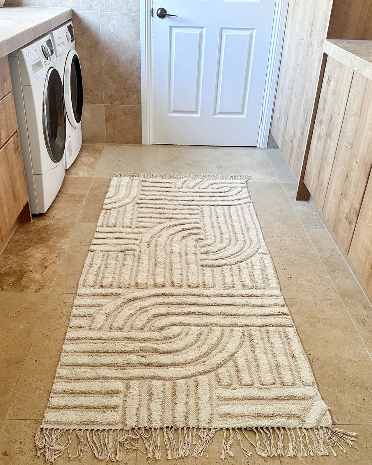 Etta Ivory Geometric Washable Bath Mat - Image 2