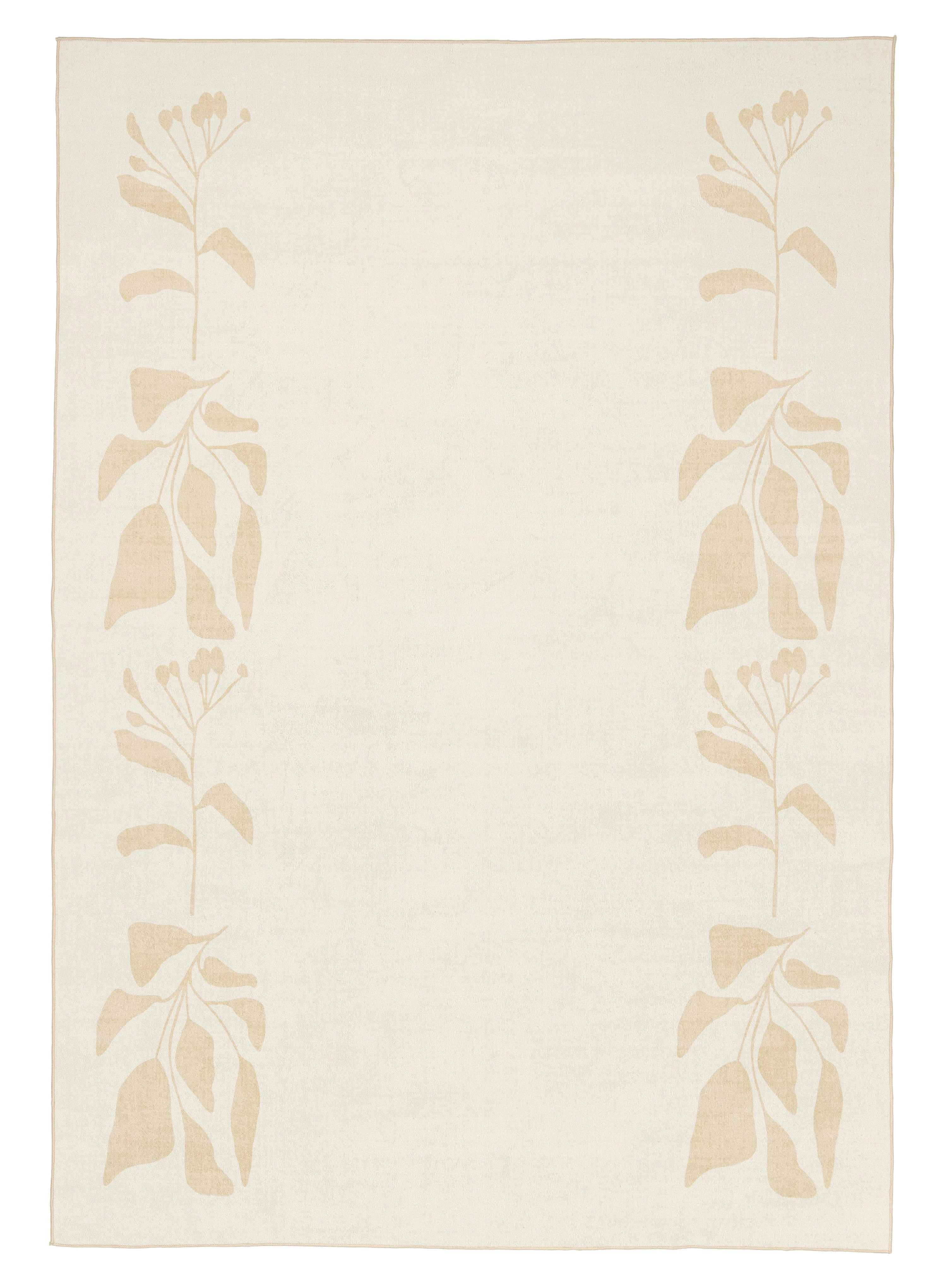 Eugenie Neutral Botanical Border Washable Rug
