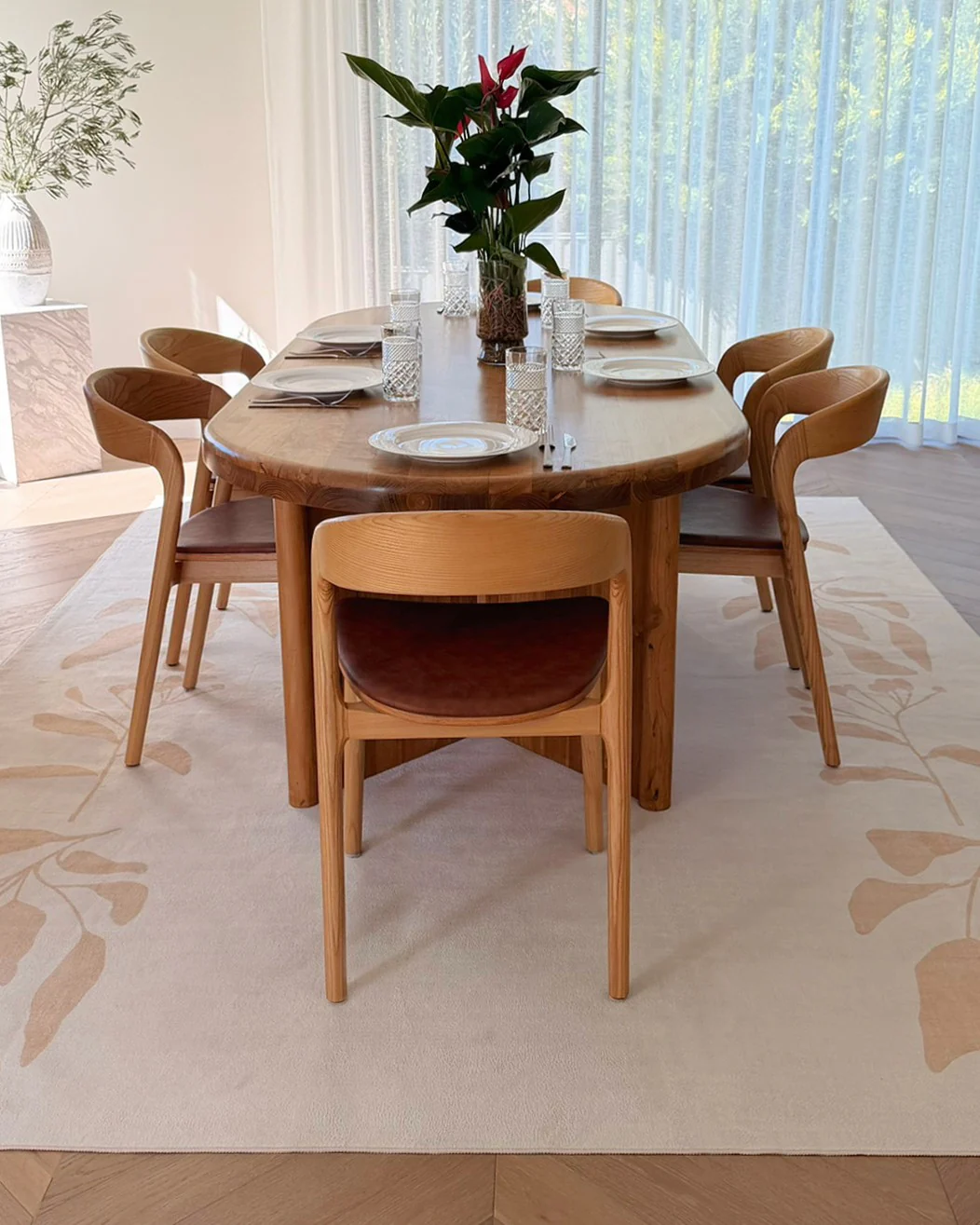 Eugenie Neutral Botanical Border Washable Rug - Image 2