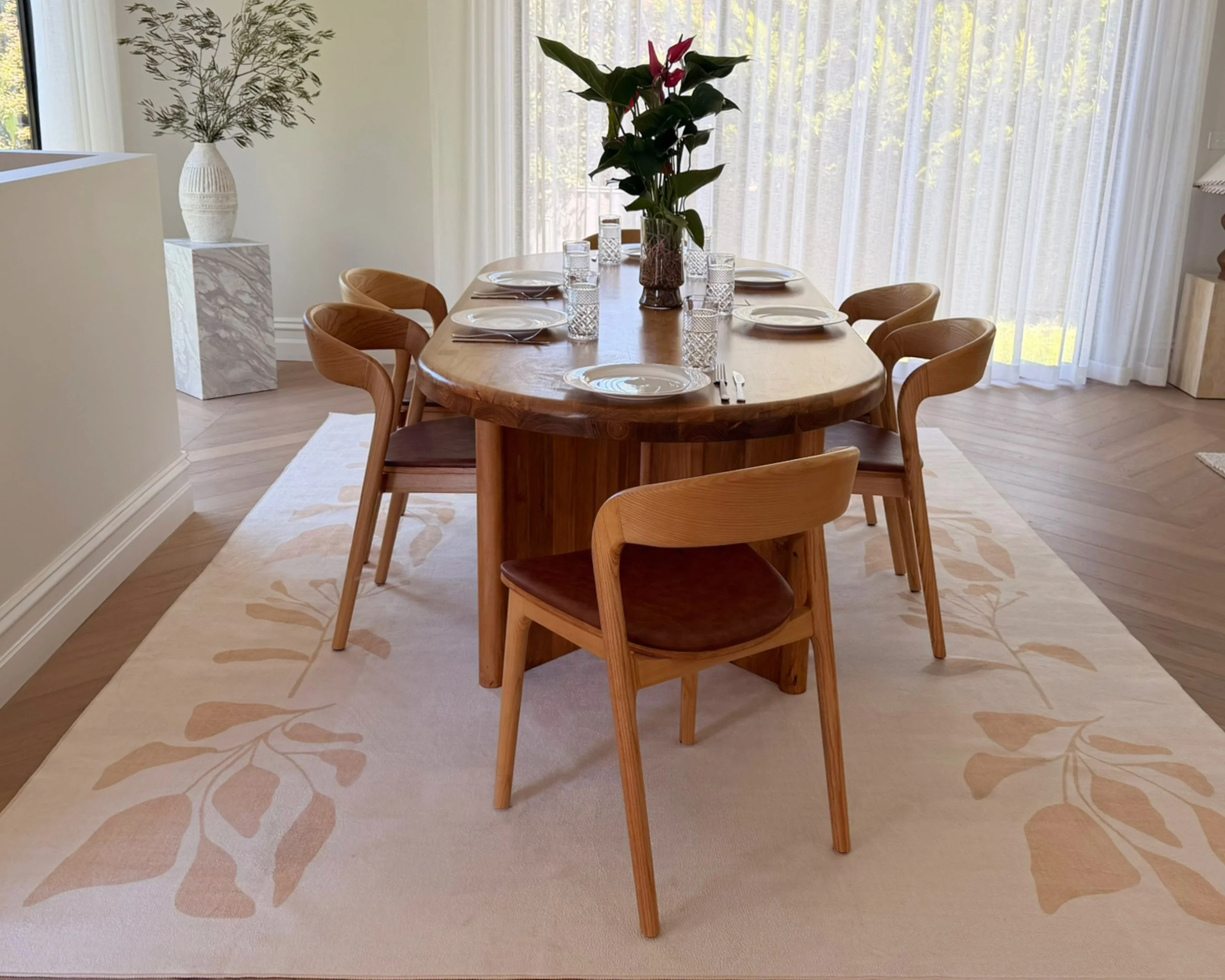 Eugenie Neutral Botanical Border Washable Rug - Image 3