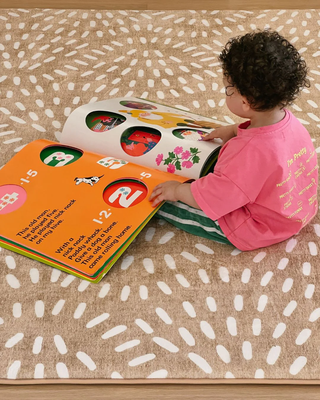 Eula Beige and Light Beige Abstract Rollie Pollie Playmat - Image 4