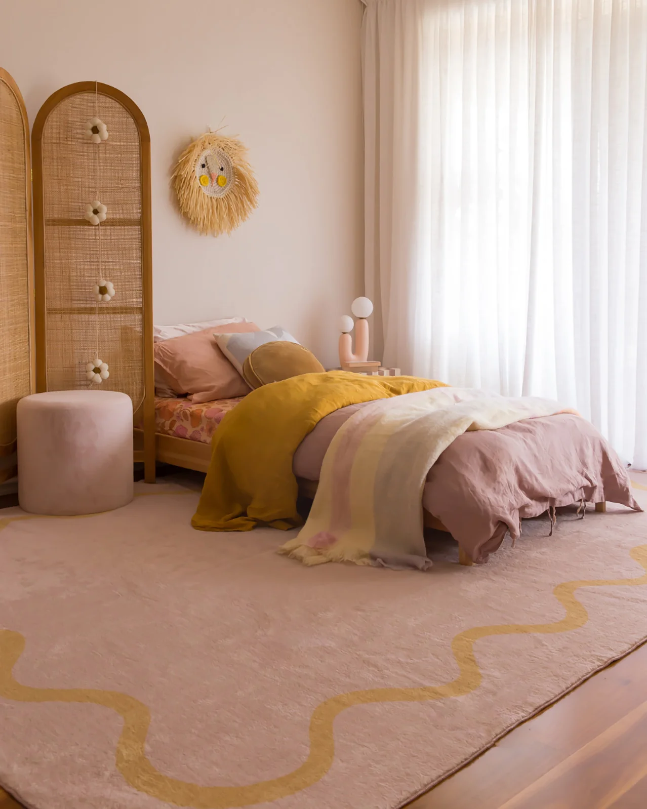 Eva Pink and Yellow Wiggle Bordered Washable Rug - Image 7