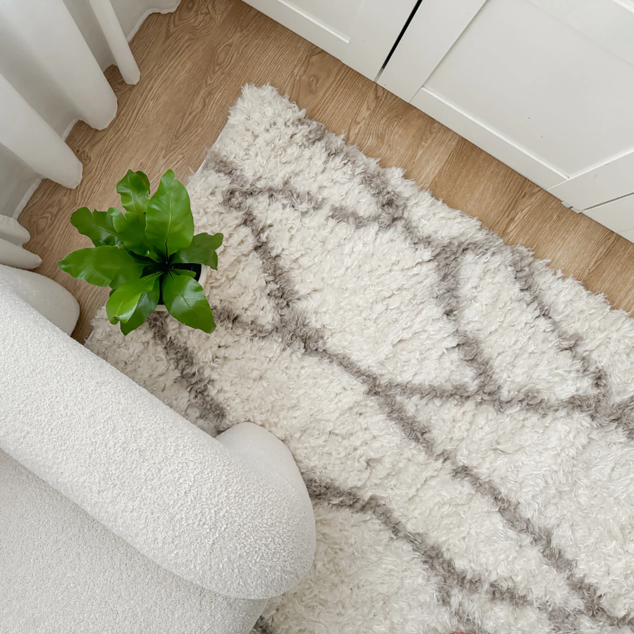 Fabiola Cream & Beige Tribal Shag Rug - Image 3
