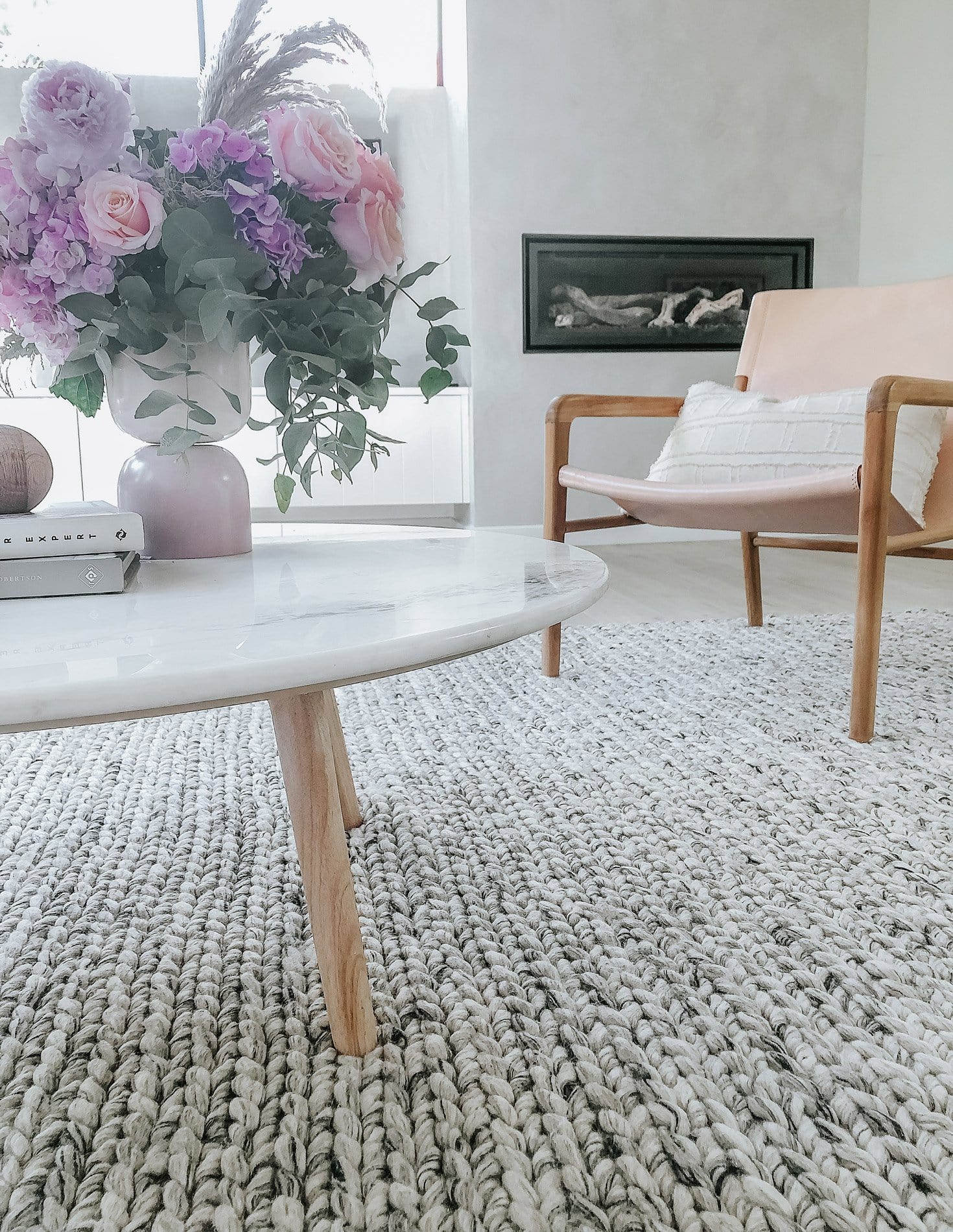 Farrah Marble Grey Braided Wool Rug - Image 6