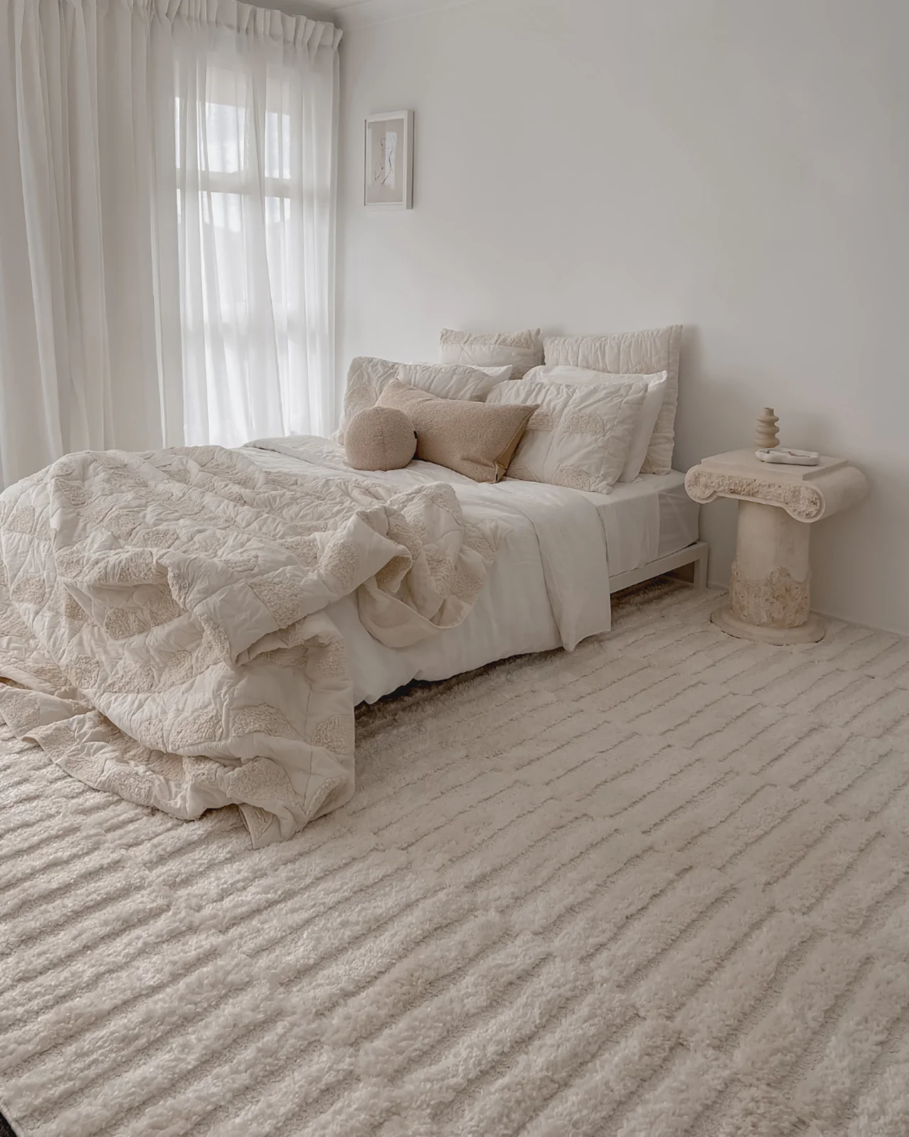 Fatima Ivory Cream Modern Textured Rug - Image 3