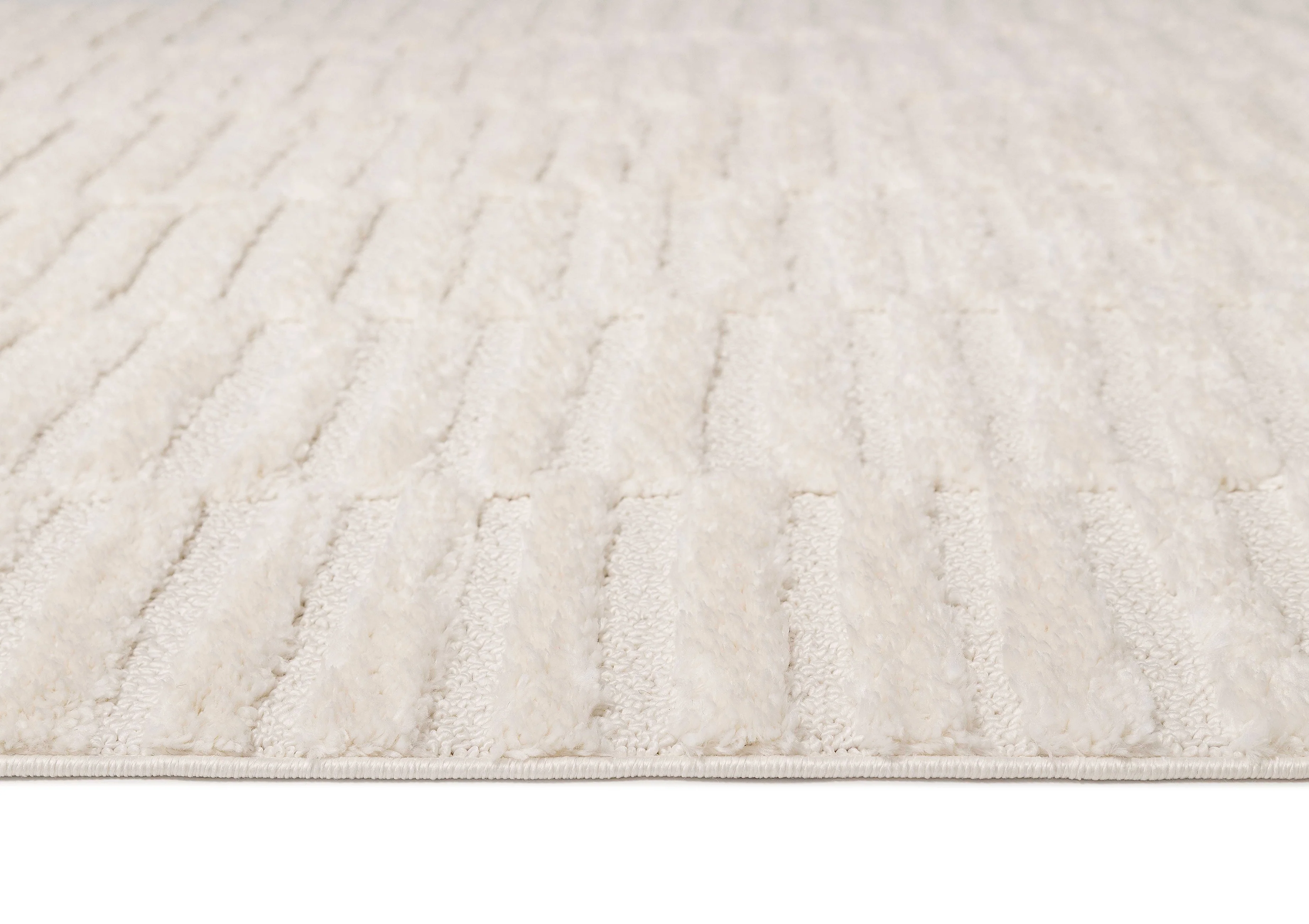 Fatima Ivory Cream Modern Textured Rug - Image 6