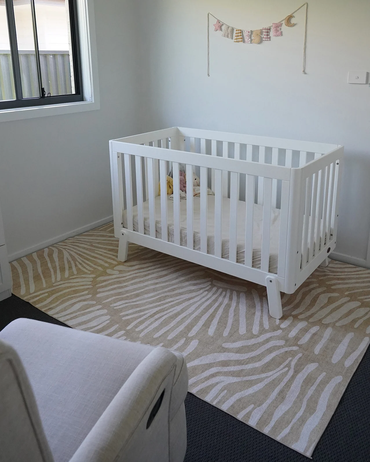 Faya Beige Palm Print Washable Rug - Image 10