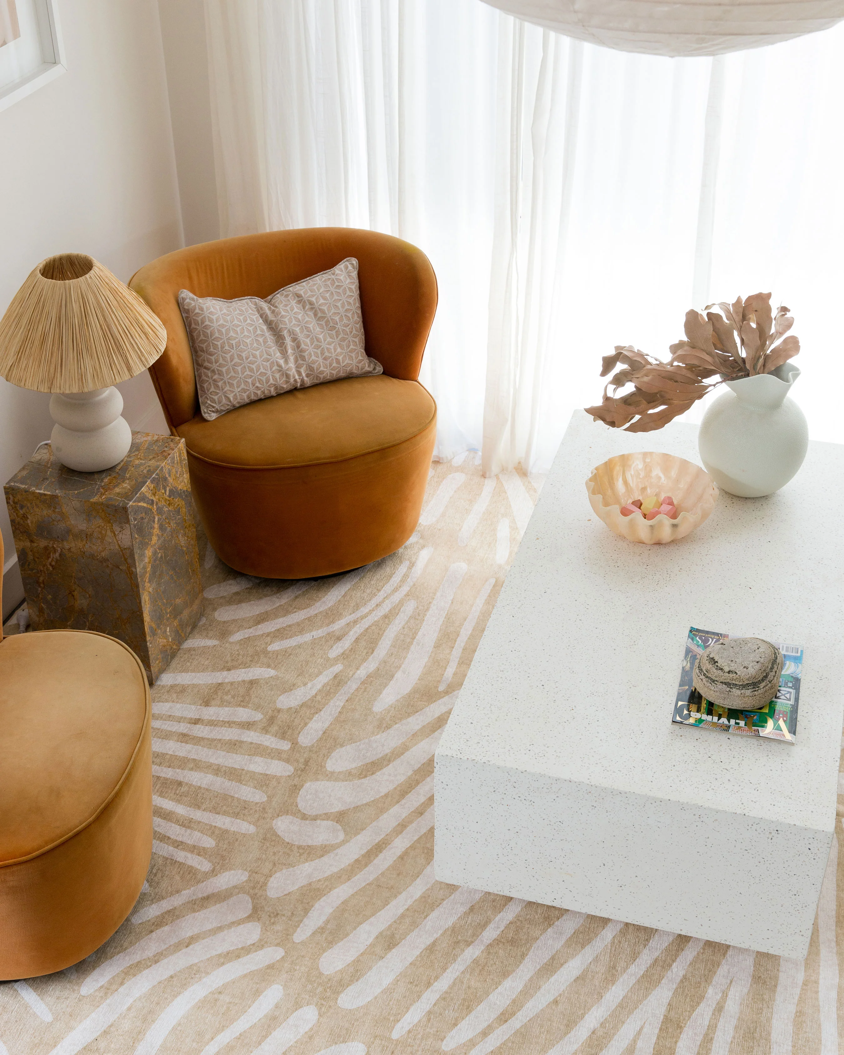 Faya Beige Palm Print Washable Rug - Image 2